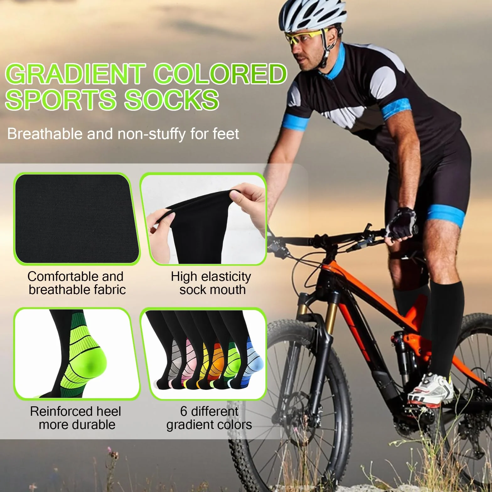 Medias de Compresión para Mujer y Hombre, Calcetines de Compresión para Varices, 6 Pares