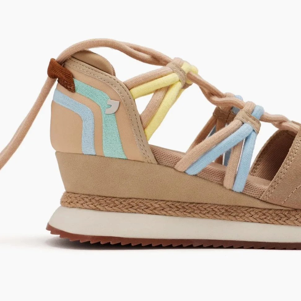 Zapatillas Abiertas Piel CUÑA Rafia Bridport