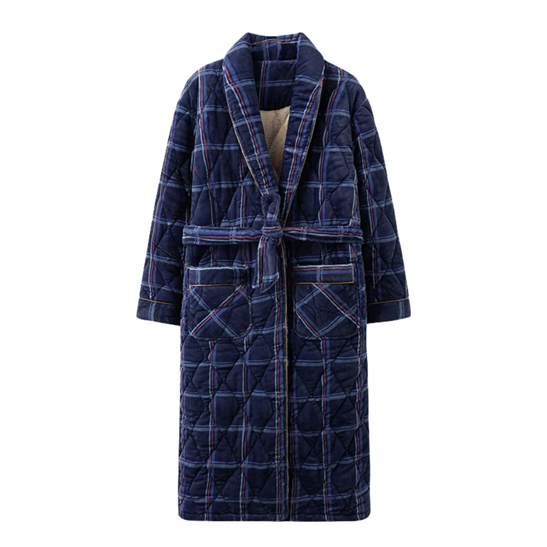 Túnica de los Hombres Invierno Coral Polar Bata Tres Capas de algodón Engrosado facecloth casa Ropa Bata de baño Caliente,6250,XL
