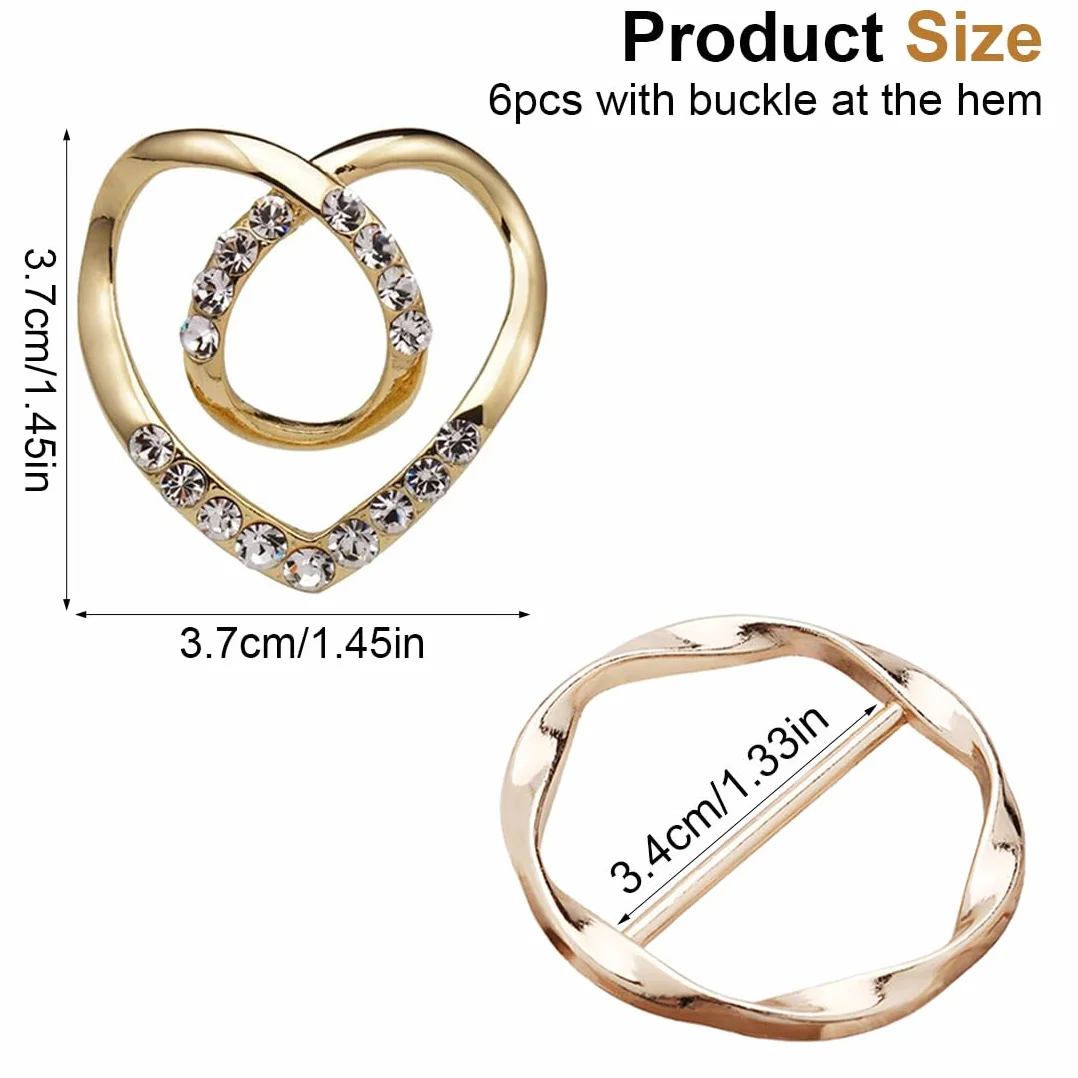 Clip de Anillo Estacionario para Camisetas Clip de Anillo de Mujer Clip de Círculo de Metal Hebilla de Moda Clip de Cintura para Corbata Clip para Bufanda Hebillas de Camiseta Juego de 6 Clips
