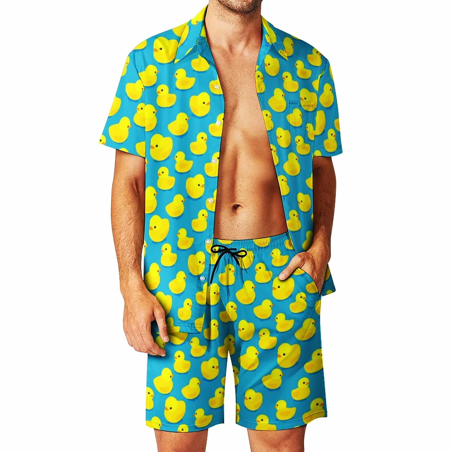 Chándal de Dos Piezas para Hombre, Camisas Hawaianas, Pantalones Cortos y Conjuntos Rave con Sombreros de Pescador
