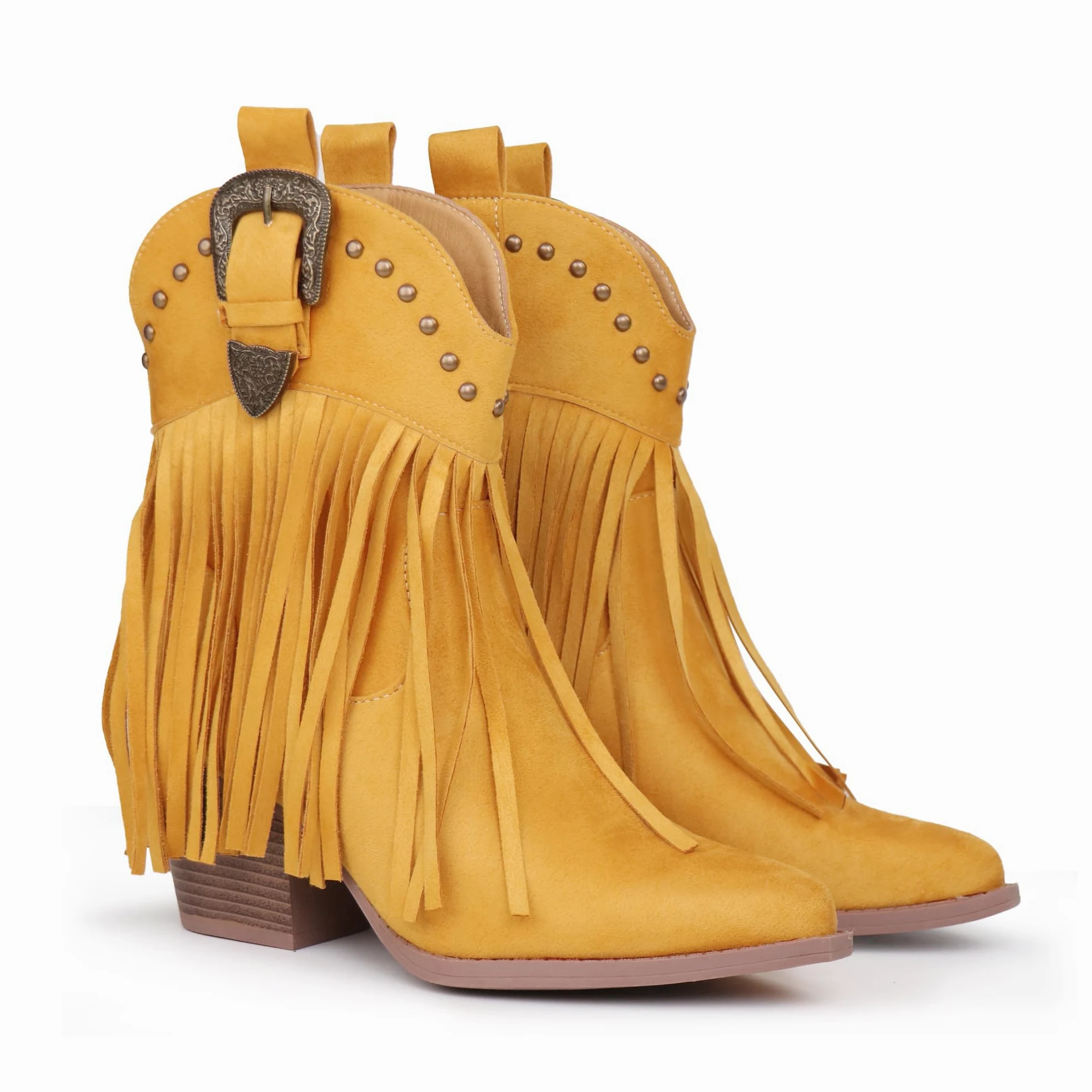 Hawkwell Botines de vaquero con flecos para mujer