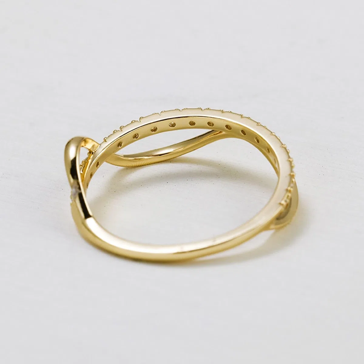 Anillo de solicitud de oro amarillo auténtico de 9 K/14 K/18 K con moissanita, forma infinita