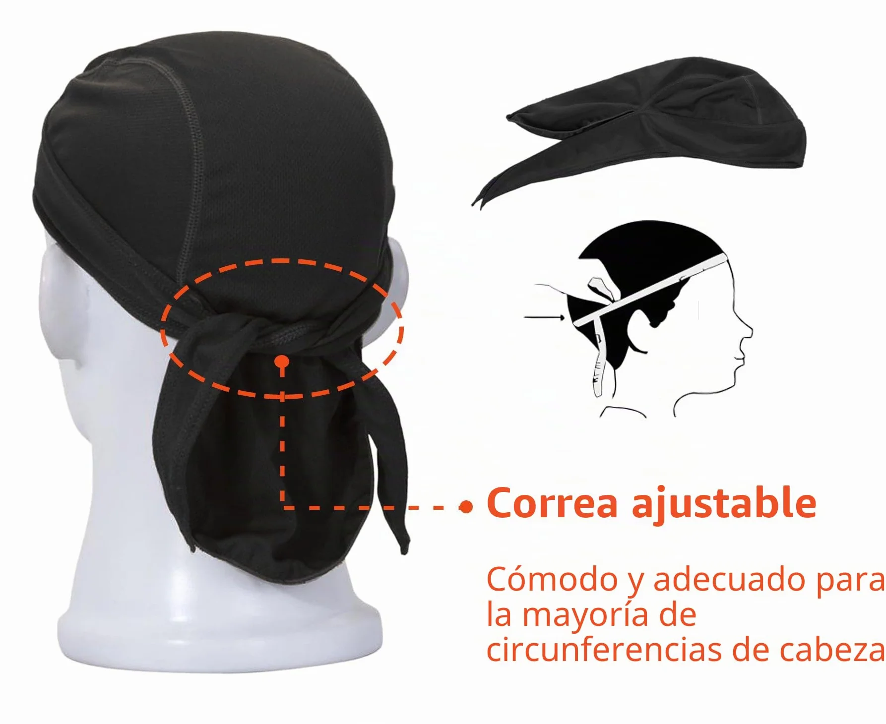 Free Master Sports Bandana Cap Negro Rojo Blanco Hombre Mujer Biker Diadema Toalla
