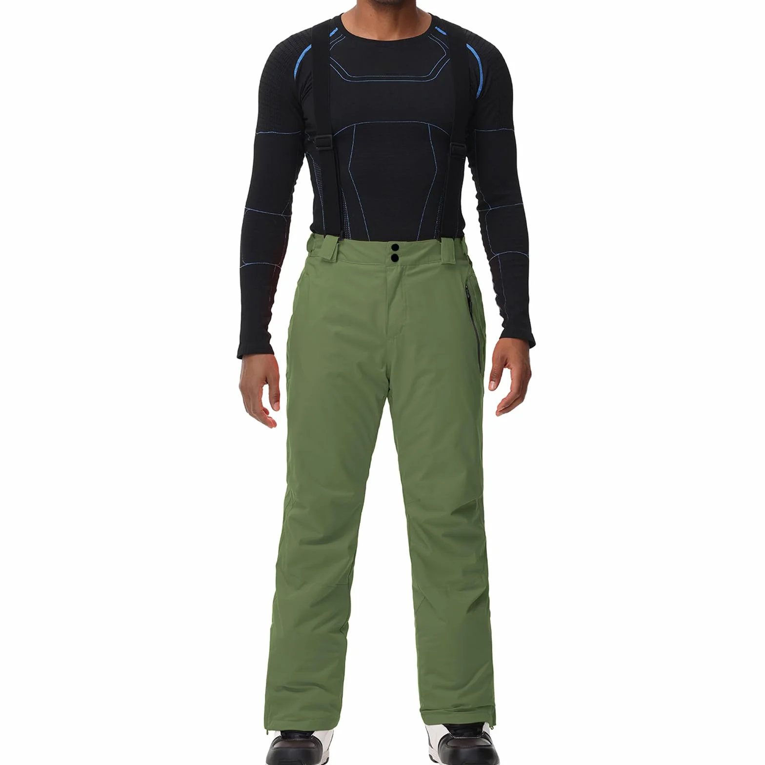 ALSOGO Pantalones de esquí hombre impermeables cortavientos con tirantes desmontables