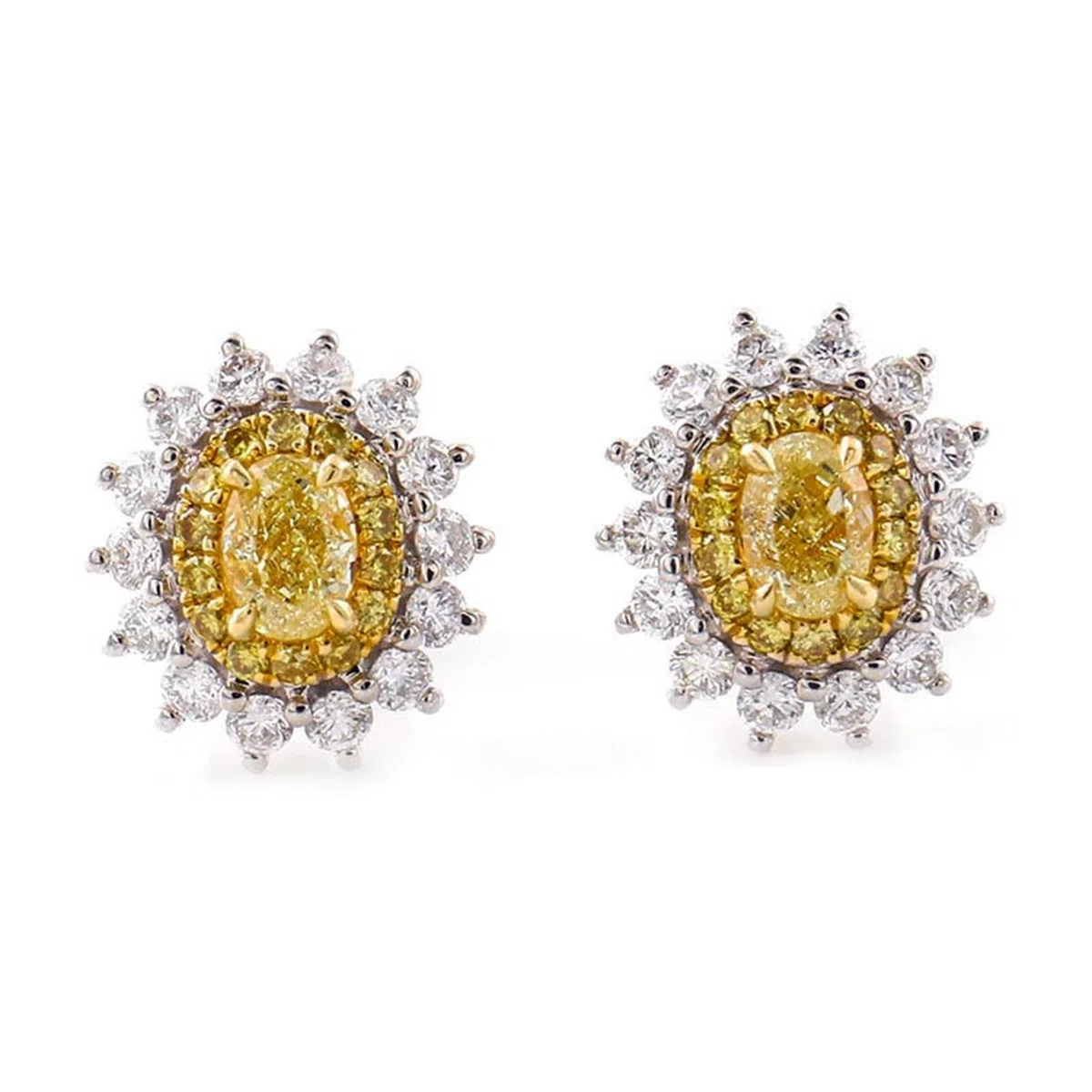 Epinki Pendientes Oro 9K/14K/18K para Mujer, 1/2ct Moissanita Flor Pendientes Fiesta Joyería