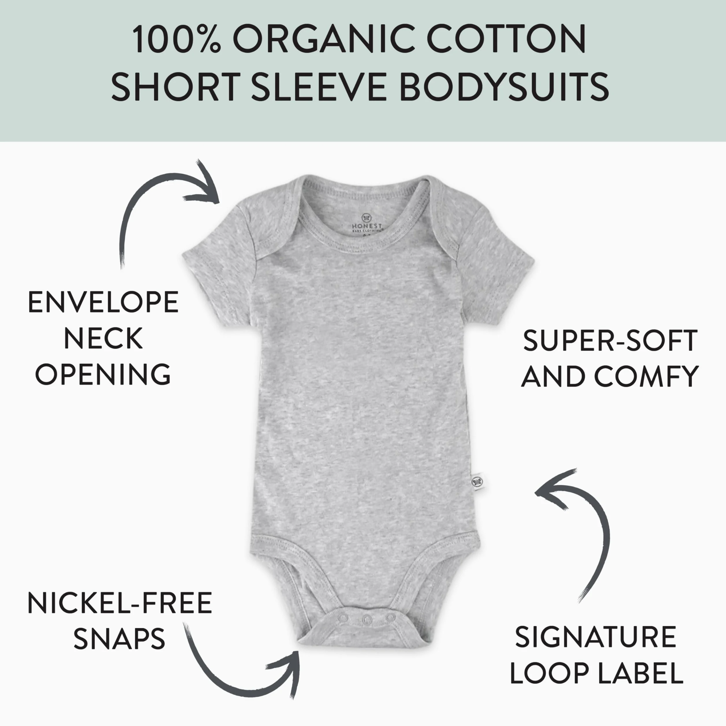 HonestBaby Body para bebé de manga larga, 100% algodón orgánico, unisex, paquete de 5 unidades