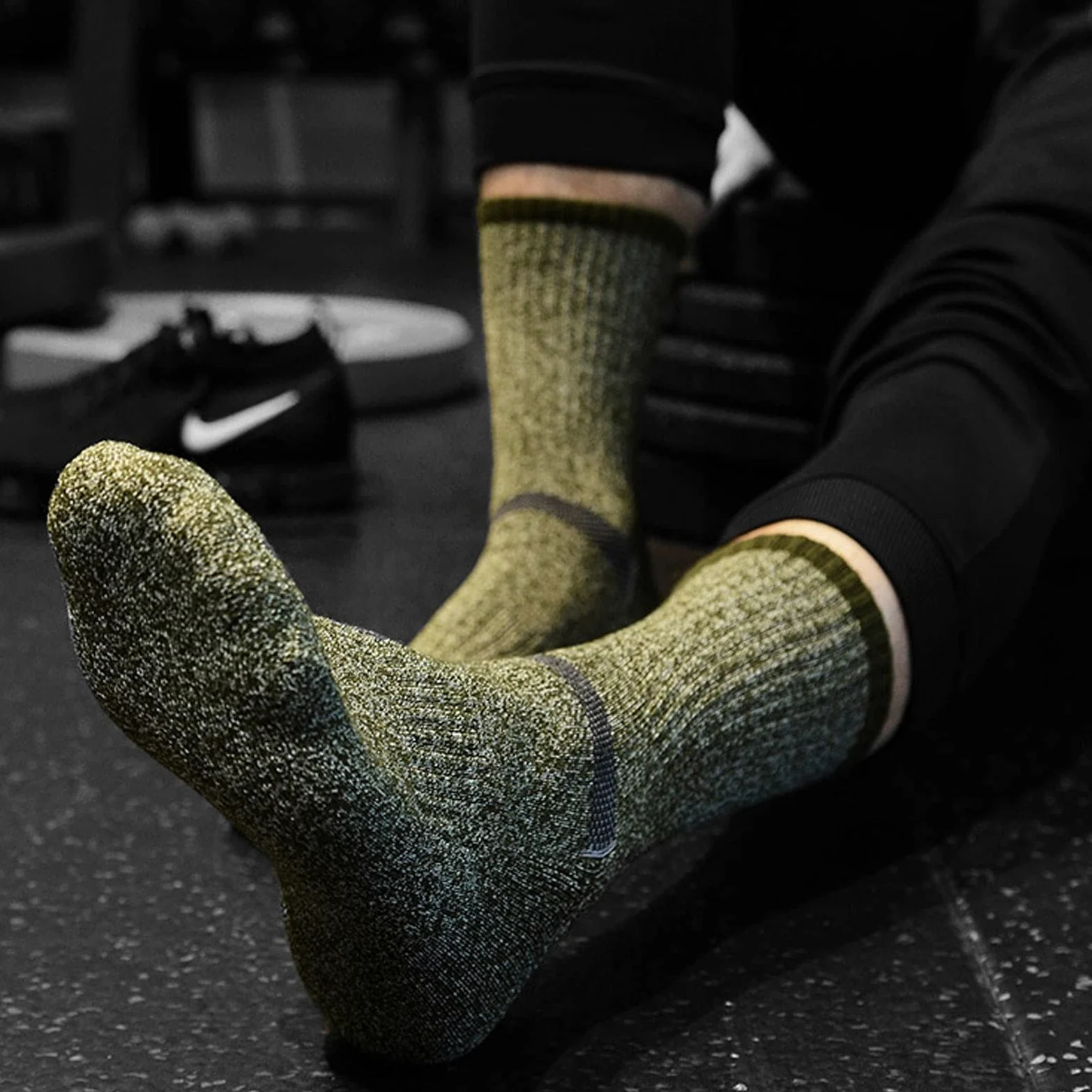 calcetines de hombre Calcetines atléticos de lana al aire libre de gran tamaño absorción de humedad secado rápido calcetín calcetines transpirables verde 2 pares (10.2-11 pulgadas) medias de hombre(A)