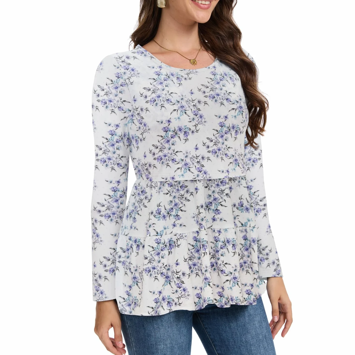 Bearsland Women's Nursing Top 3pack Long Sleeve Scoop Neck Breastfeeding Shirts Nursing Shirt