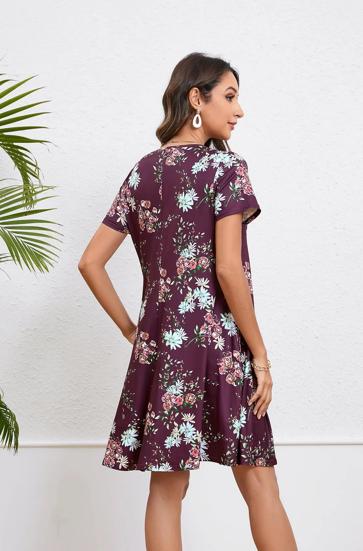 Enmain Vestido Camiseta Mujer Manga Corta Túnica Verano Bolsillos Casual Boho Rodilla