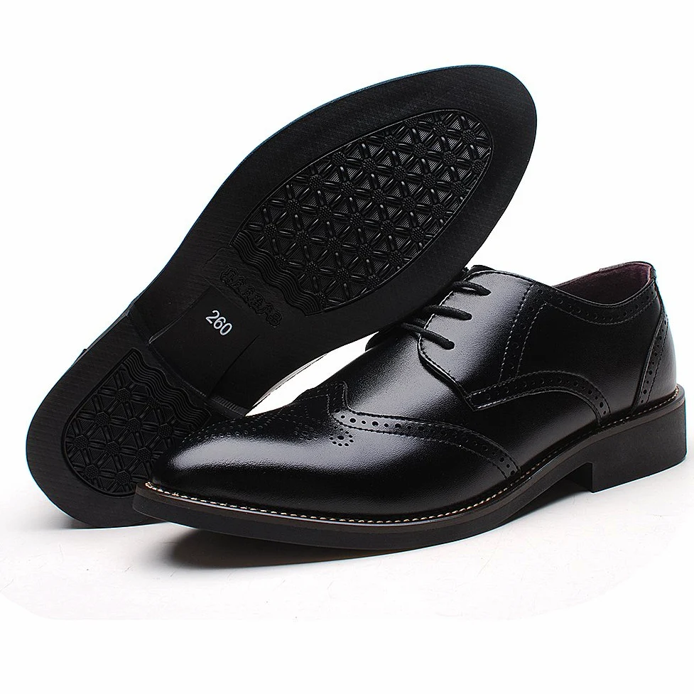 ANUFER Hombres Inteligente Punta Puntiaguda Zapatos de Vestir con Cordones Formal Negocios Boda Brogues