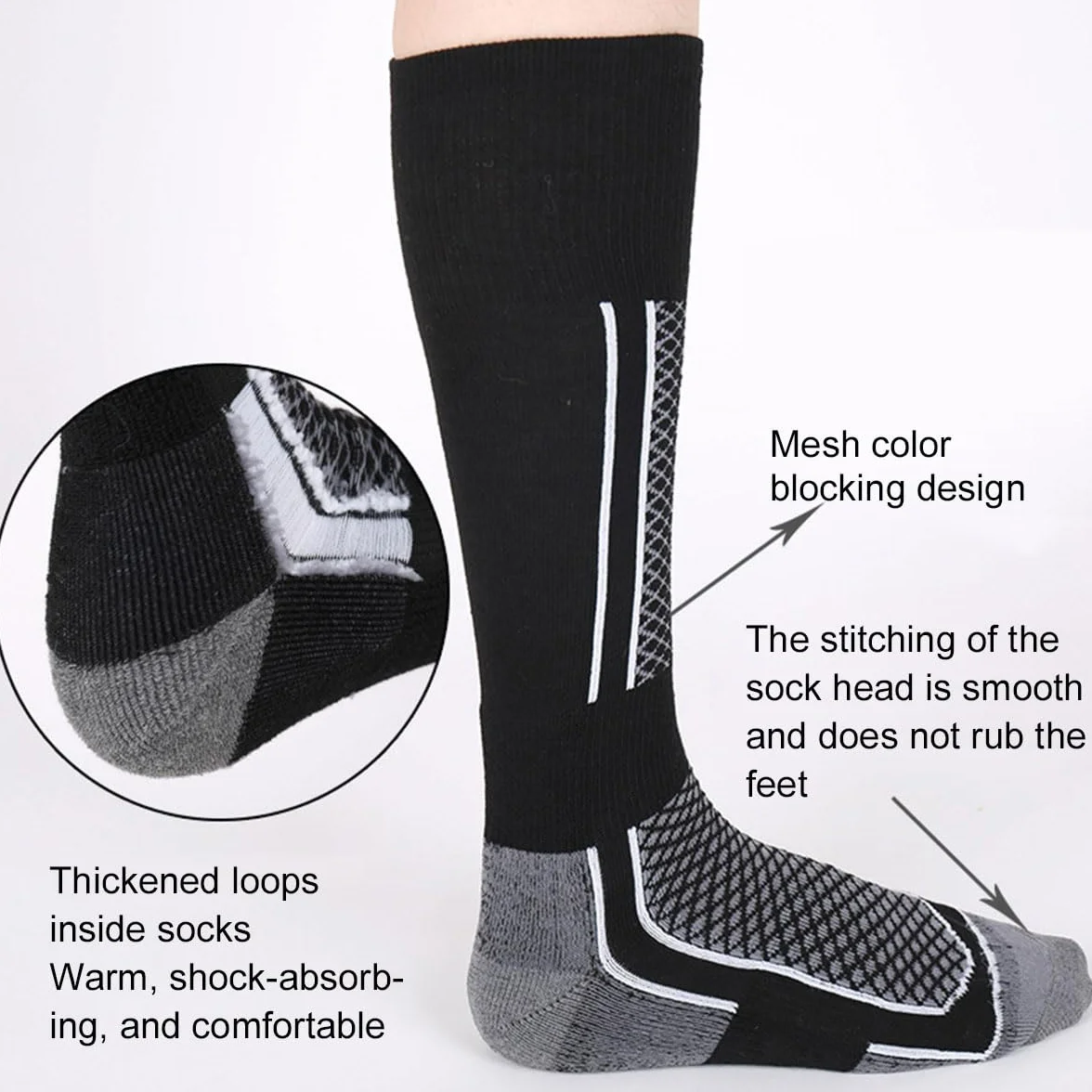 Calcetines de Esquí TérmicosCalcetines Altos De Compresión Para Snowboard Calcetines Termicos Frio Extremo Gruesos Hasta La Rodilla Para Clima Frío