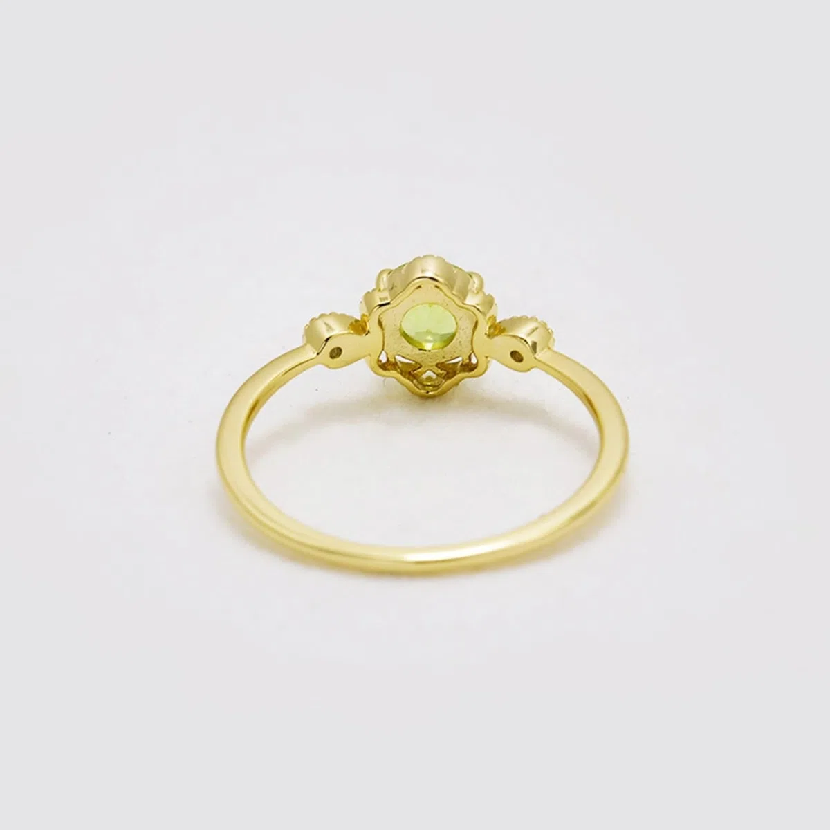 Par de anillos de oro de 9 K/14 K/18 K con peridoto, forma de flores huecas