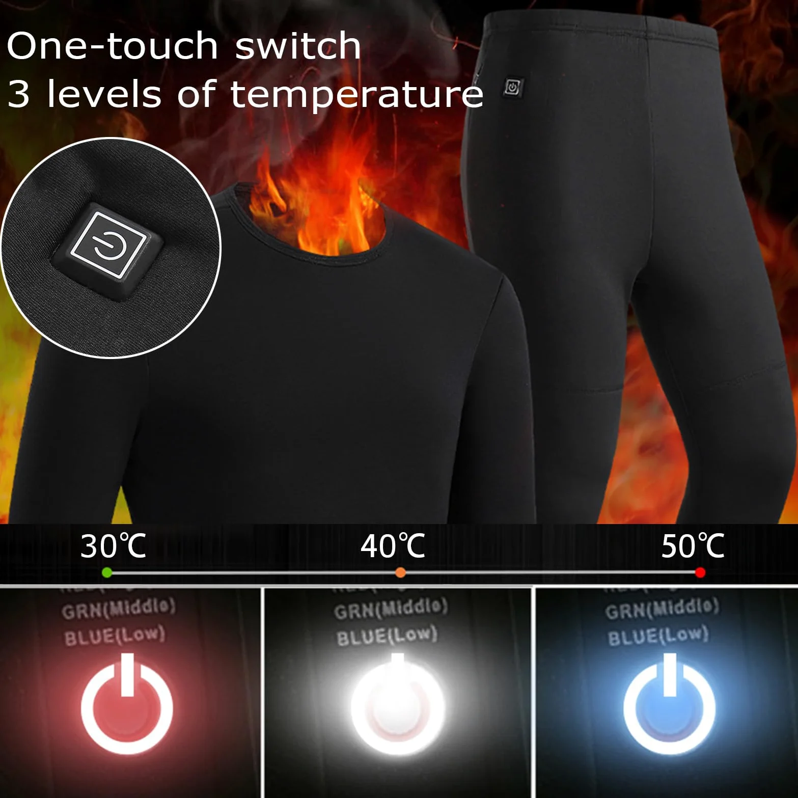 Ropa Interior Térmica para Hombre Y Mujer, Conjunto De Pantalones con Batería, Capa Base Térmica para Invierno, Deportes Al Aire Libre