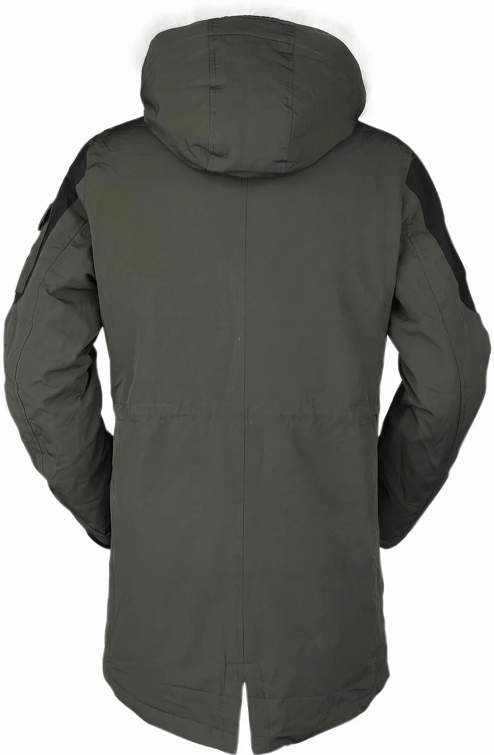 EMP Hombre Chaqueta de invierno verde oliva cuello piel sintética