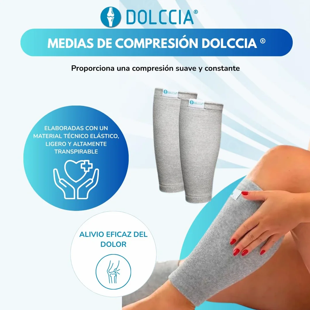 DOLCCIA 1 par Medias de compresión de bambú, Calcetines Compresivos Mujer Hombre, Mangas de Compresión para Deporte, Running, Ciclismo, Trabajo, Senderismo, Vuelo