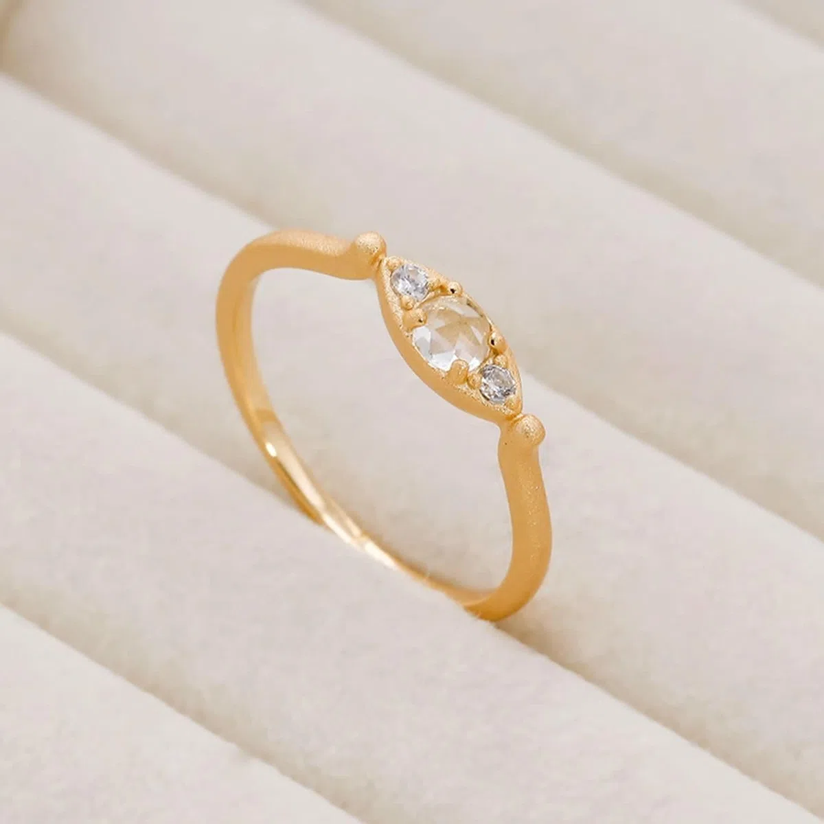 Anillo de boda de oro auténtico de 9 K/14 K/18 K con cristal, lágrima