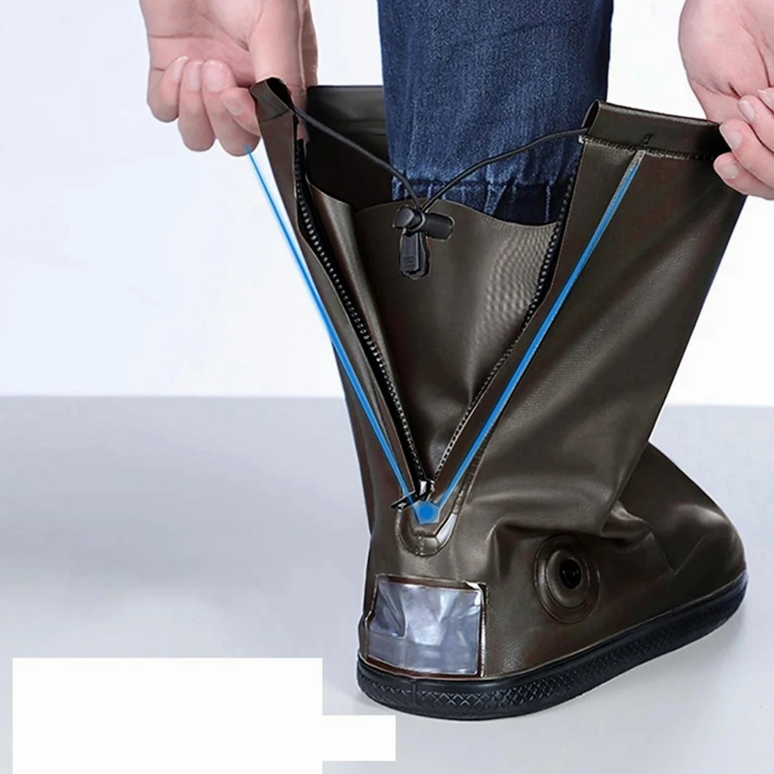 3 pares de cubiertas for zapatos, cubierta for Botas lluvia, impermeables for for hombres y mujeres, for exteriores for días lluviosos, antideslizantes tubo alto para Protección