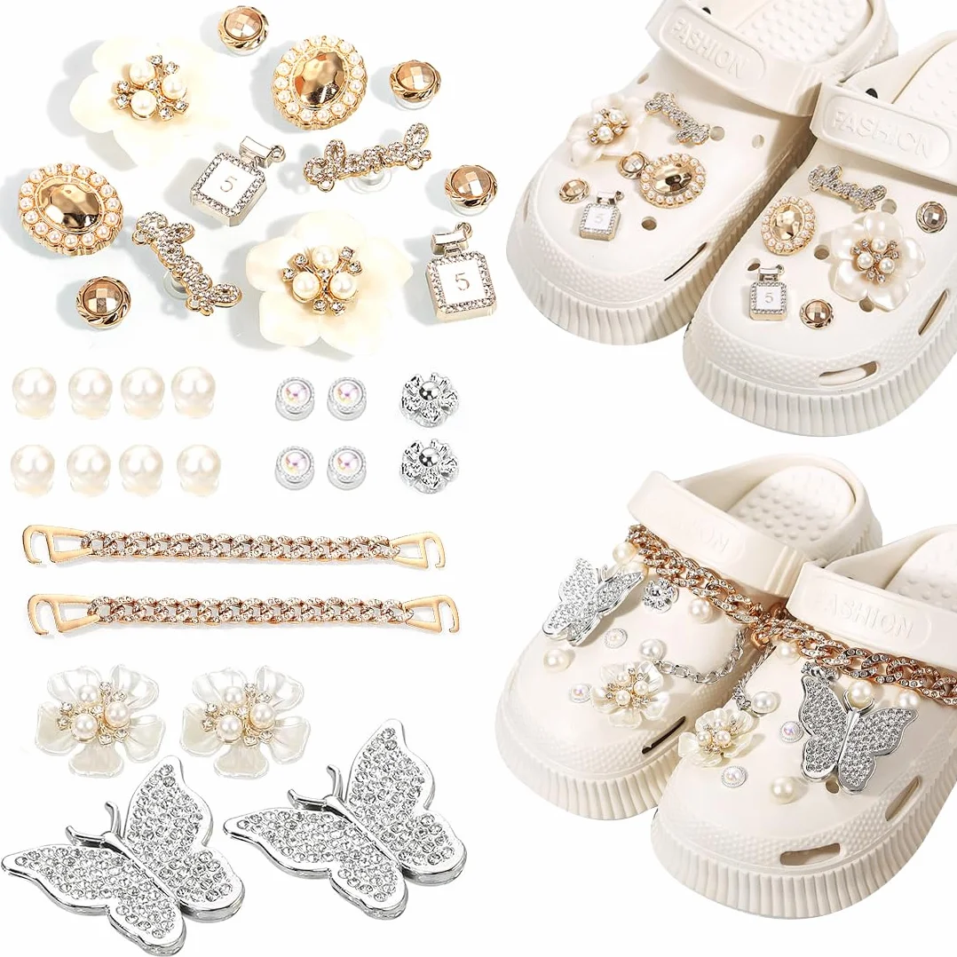 32 adornos para zapatos con diamantes de cristal, accesorios para zapatos DIY, diseño de flores, accesorios brillantes con diamantes de cristal, para cumpleaños de mujeres y niñas.