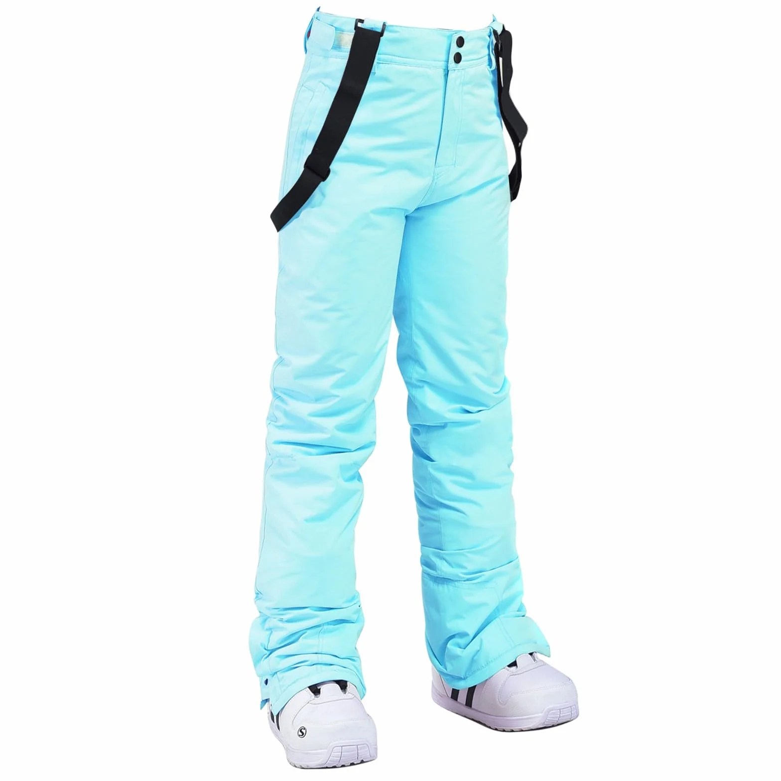 Pantalones de esquí impermeables mujer con tirantes ajustables softshell cálidos