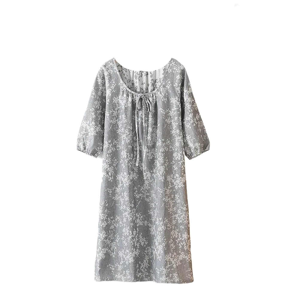 Camisón para Mujer - Camisón De Algodón para Mujer, Ropa De Dormir De Gasa De Doble Capa, Vestido De Noche De Una Pieza, Pijamas De Otoño con Mangas Tres Cuartos, Ropa para El Hogar