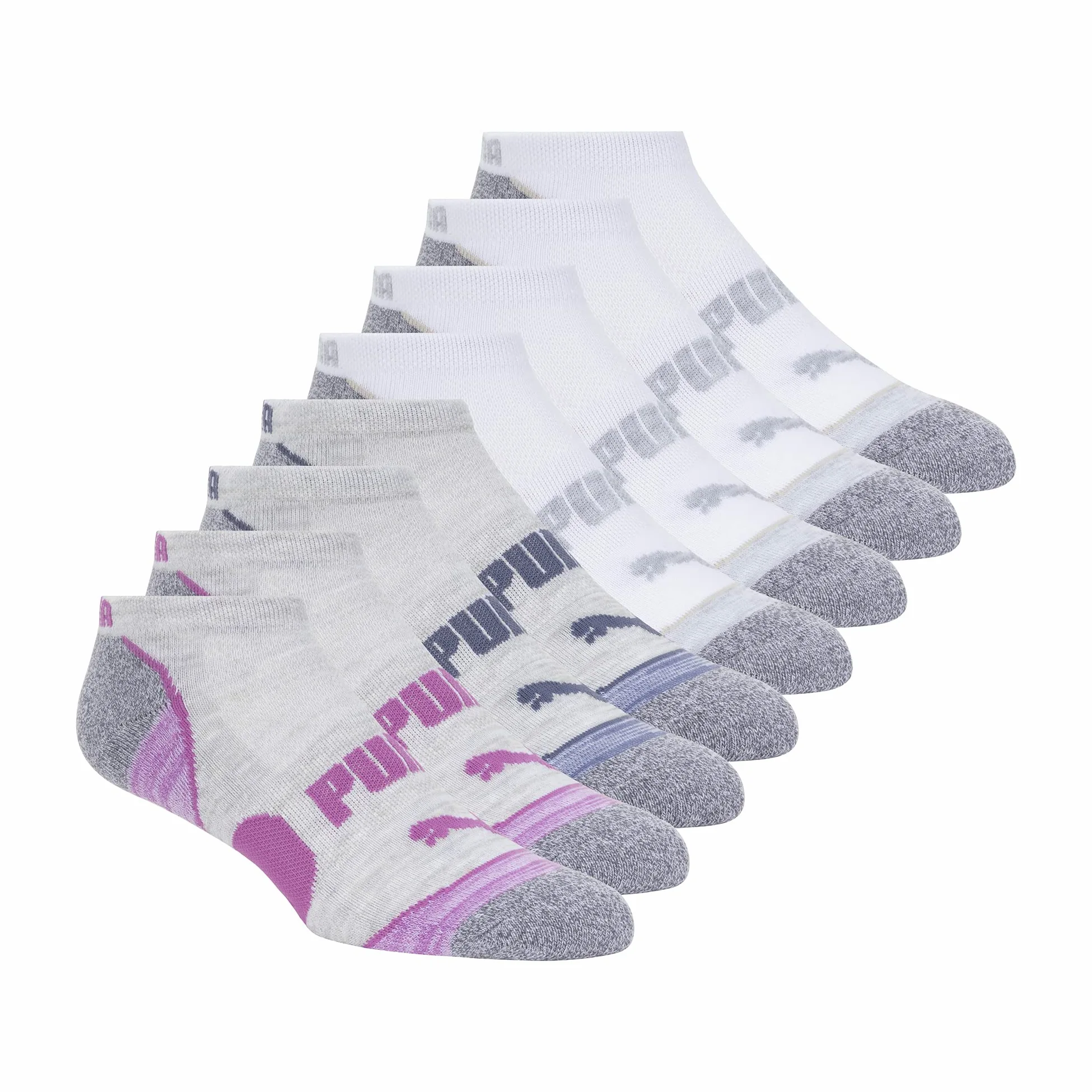 Puma No Show - Calcetines de malla para mujer (8 pares), varios colores, color blanco