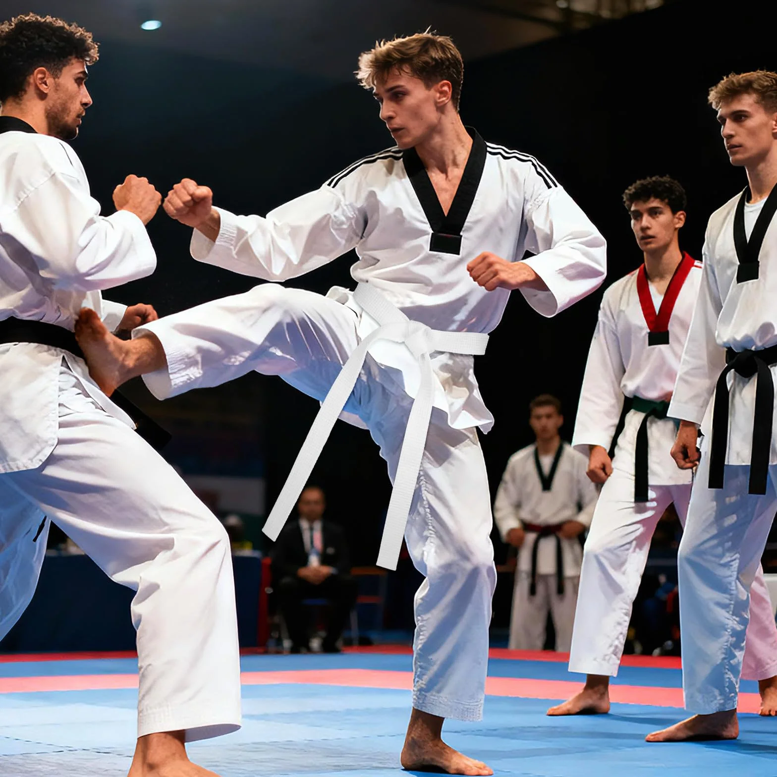 Cinturón de Taekwondo Blanco Algodón y Cáñamo para Entrenamiento y Competición