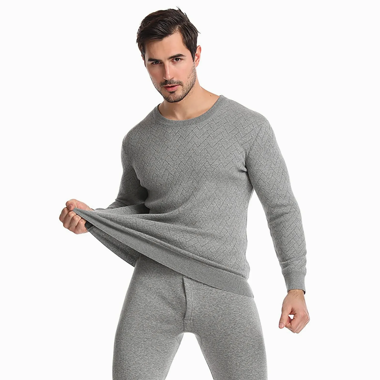 Ropa Interior Térmica Hombre Invierno Transpirable Conjunto Térmico de 2 Piezas Camiseta Térmica Hombres Manga Larga Pantalones Largos, Funcional Conjuntos Térmica