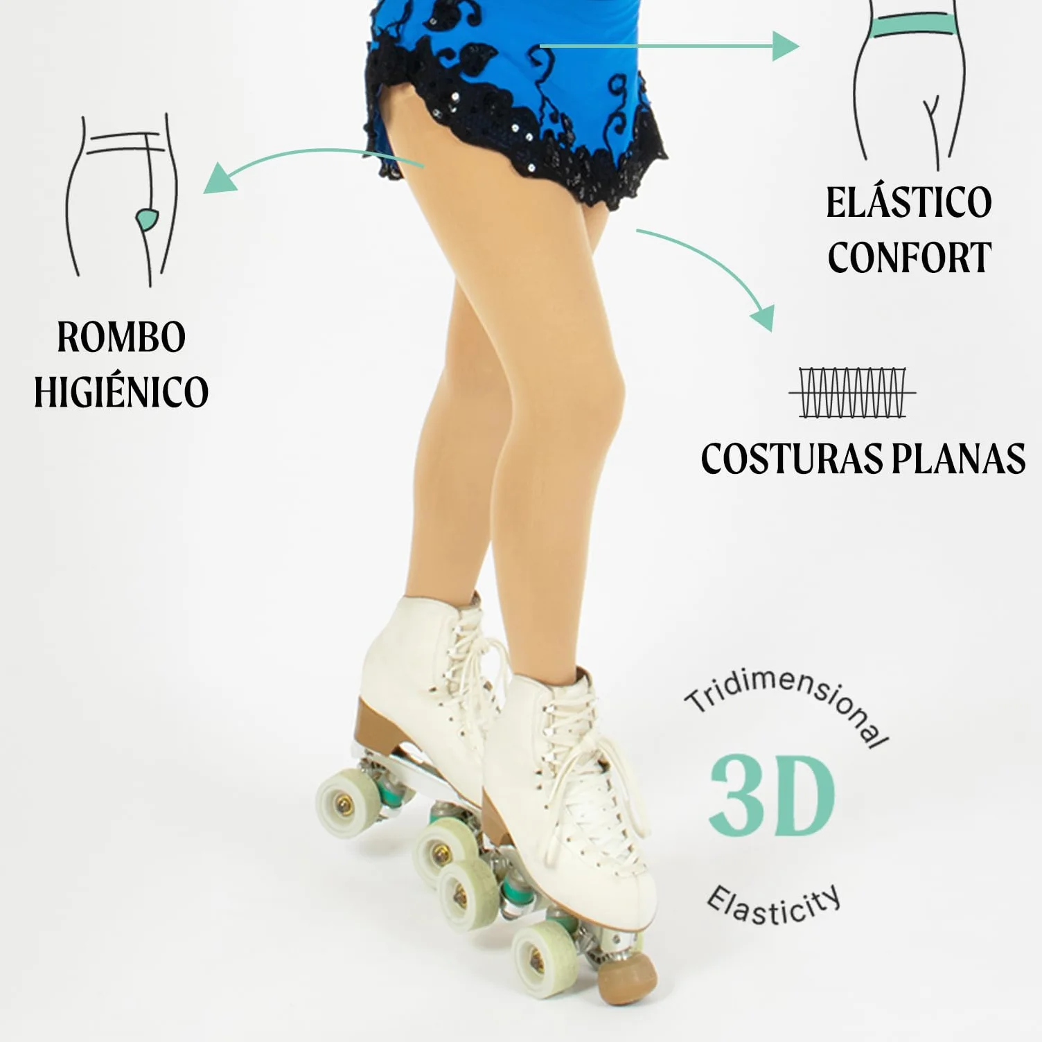 CALZITALY Mallas de patinaje para niñas, medias de patinaje artístico, medias opacas para niñas, 80 DEN, Roller, hielo, fabricadas en Italia