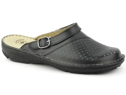 Zapatillas Sanitarias Mujer con Parte Superior Calada Cerrada Tira Ajustable Suela Flexible Ligeras Cómodas Negro Talla 37