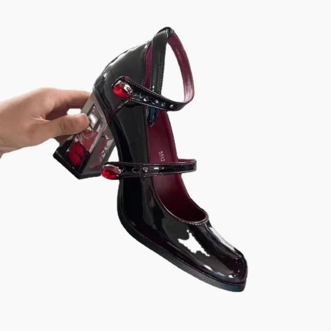 Zapatos Mary Jane de Plataforma para Mujer, Zapatos de tacón con Plataforma gótica Lolita en el Tobillo con Punta Dulce, Zapatos de Plataforma Gruesos, Zapatos de Vestir de Charol