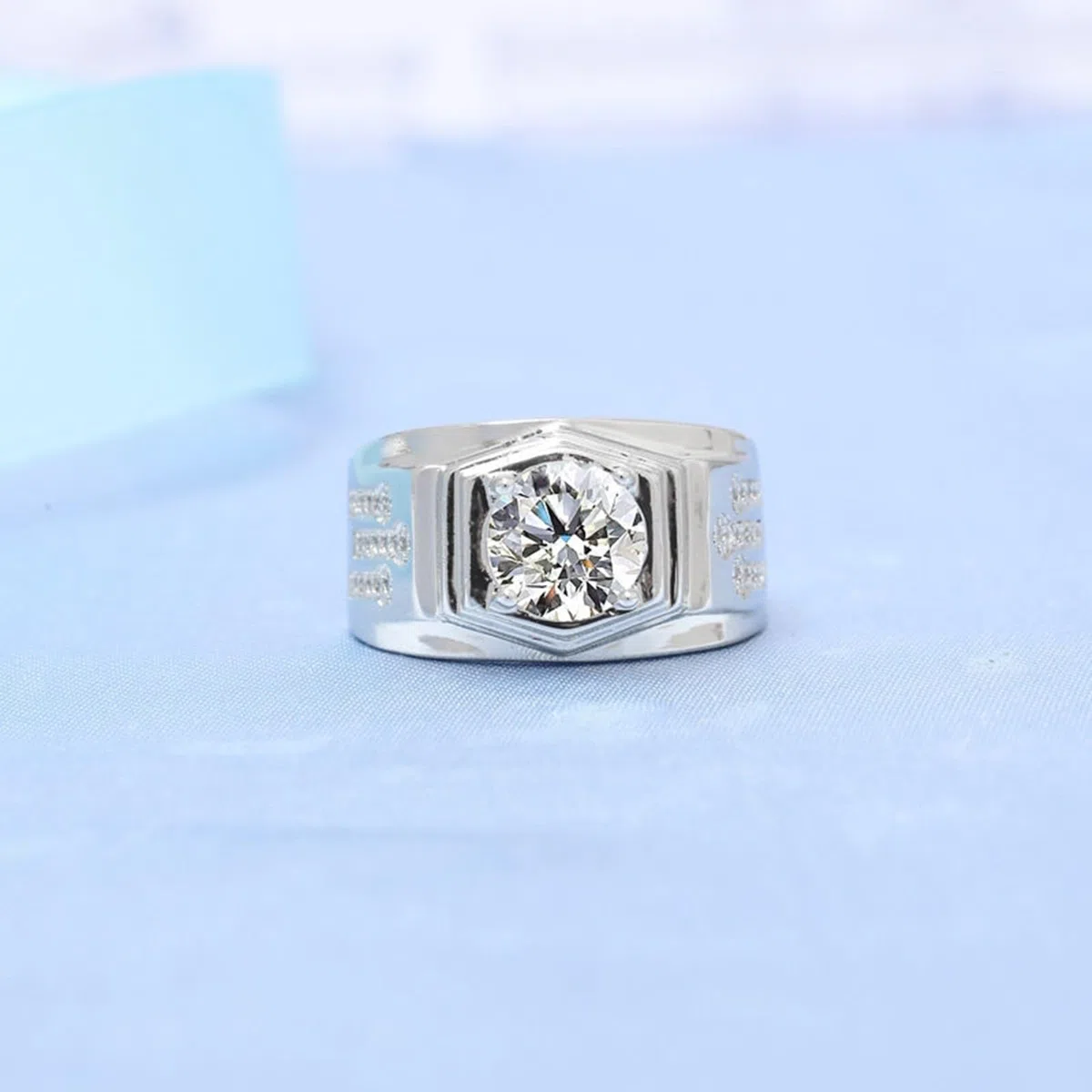 Wycian Anillo de compromiso para mujer y hombre, plata de 18 quilates, oro blanco de 18 quilates, diamante de laboratorio, con circonitas, talla 54 (17,2), clásico para mujer y día de la madre