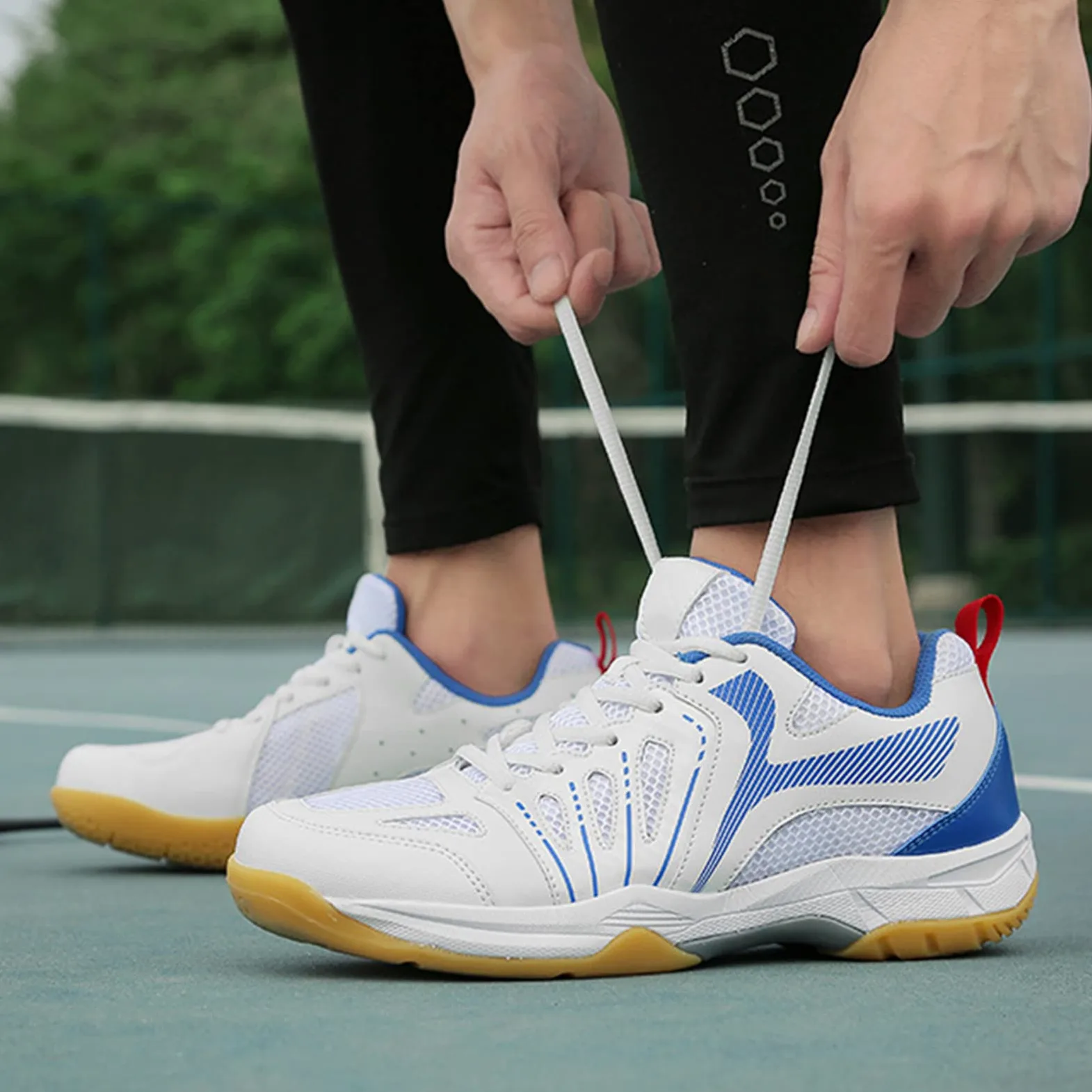 SDEQA Zapatos De Bádminton para Hombres Zapatos De La Corte Interior Zapatillas Antideslizantes De Tenis Deporte Transpirable para Tenis De Tenis De Calabaza Tenis