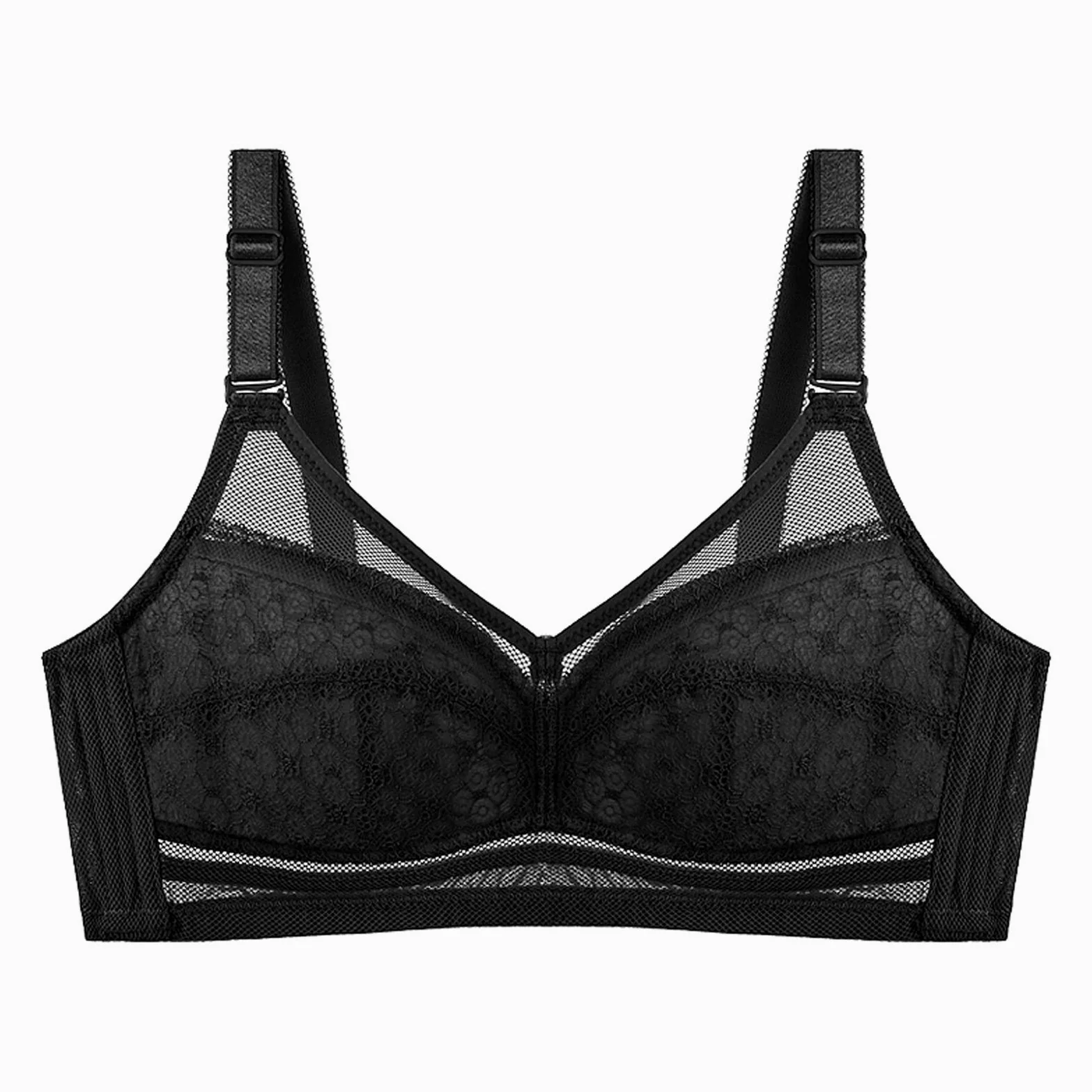 WENJUN Bras para mujer Push Up, Brasier inalámbrico de cobertura completa, sexy y cómodo convertible Air Bralette (color: negro, tamaño: 95D)