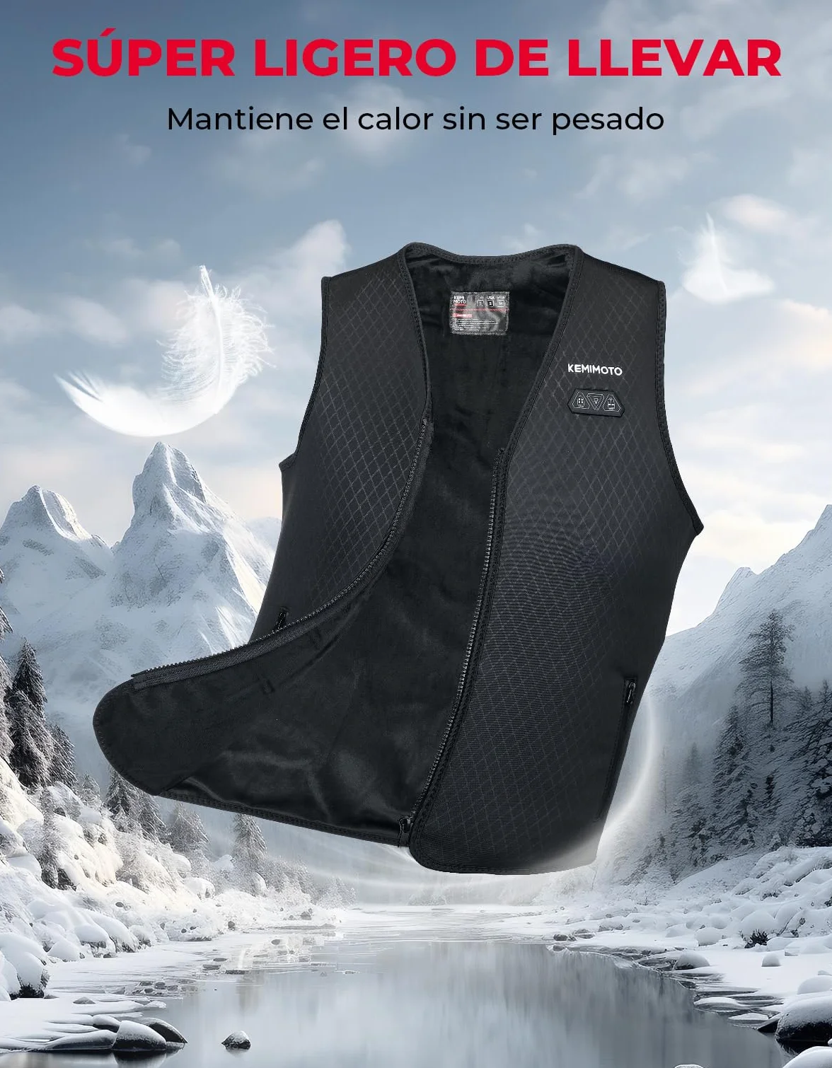 KEMIMOTO Chaleco Calefactable Mujer 6 Zonas de Calentamiento Térmico Elegante Ajustado