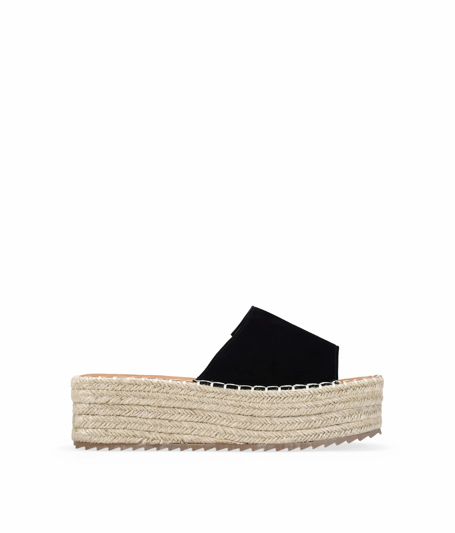 BOSANOVA Sandalias Estilo Pala para Mujer en Piel rectificada con una Tira Ancha al Empeine y Suela de Plataforma con Esparto. Sin Cierre. Calzado para Mujer
