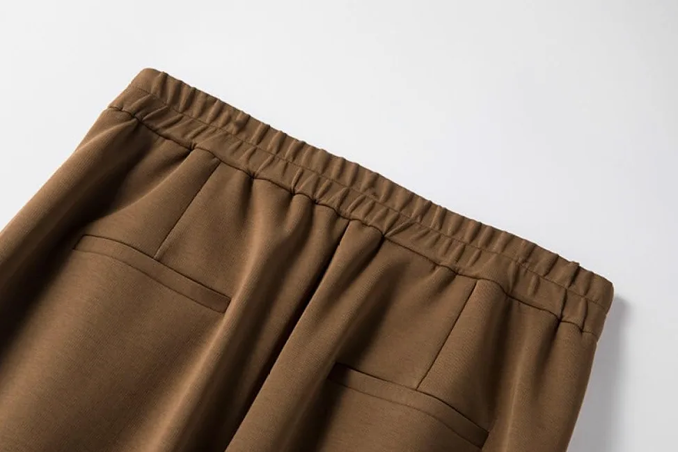 BROLEO Pantalones Harem Mujer Cintura Alta Pantalones con Cintura Elástica en la Espalda café Pantalones Largos Informales Palazzo con Bolsillos Pantalones Deportivos de Yoga Pantalones
