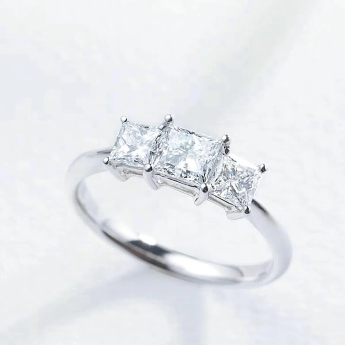 Anillos Mujer Compromiso Anillo de Promesa Oro Blanco 9/14/18 Quilates Diamante Creado en Laboratorio de Talla Princesa de 0,3 CT Talla 18,5 Sólido No Chapado Moderno para Hermana Año Nuevo Joyas