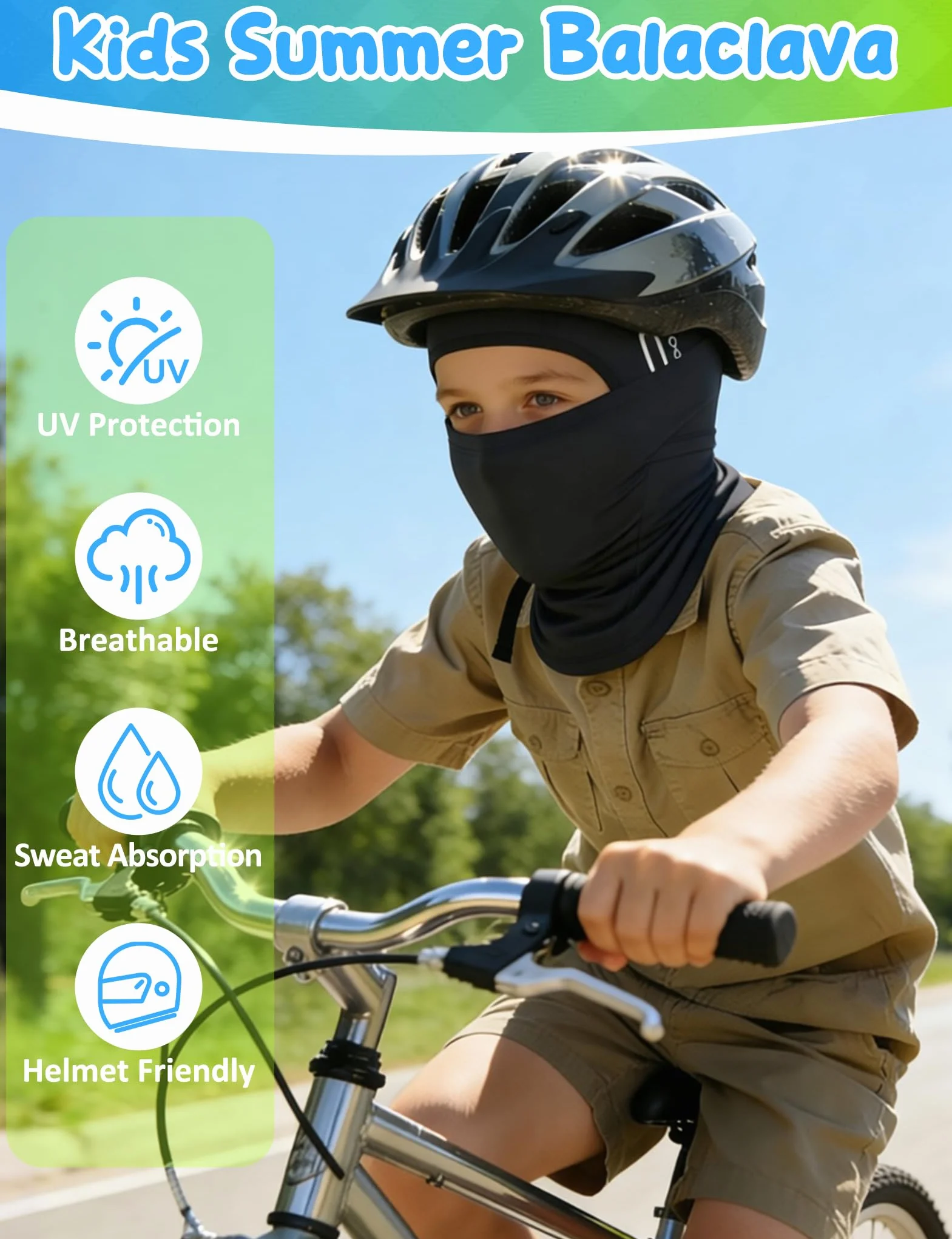 Becellen Pasamontañas para Niños Balaclava Verano Seda Helada Máscara de Ciclismo Multifuncional Transpirable Deportes al Aire Libre