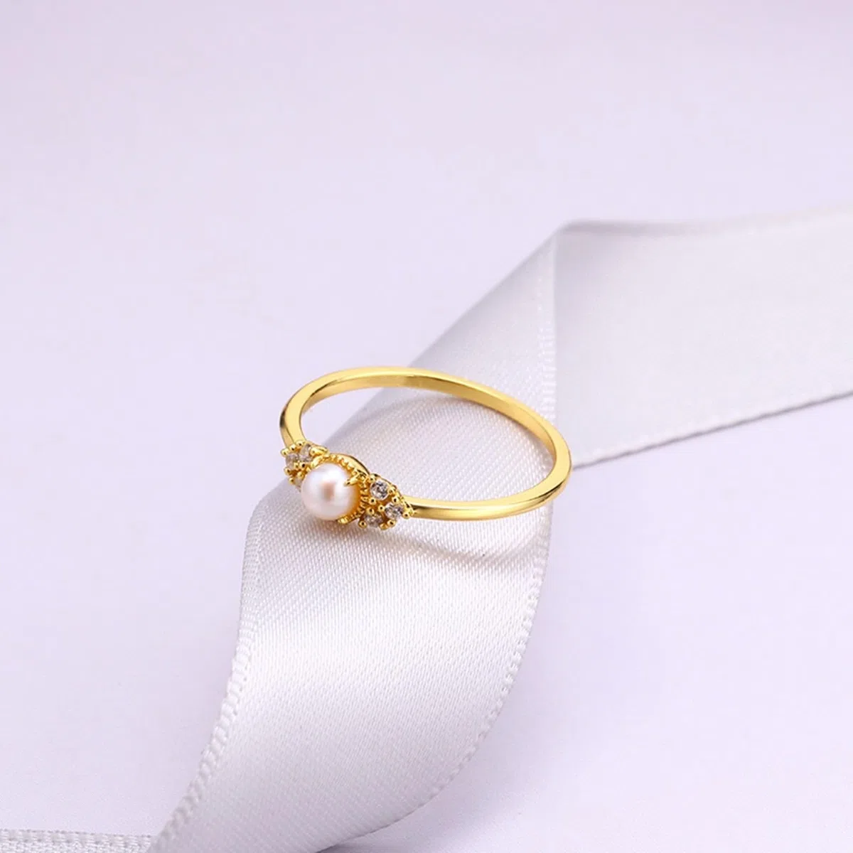 Anillo solitario de oro amarillo Au 375/585/750, joya auténtica con perla, forma clásica