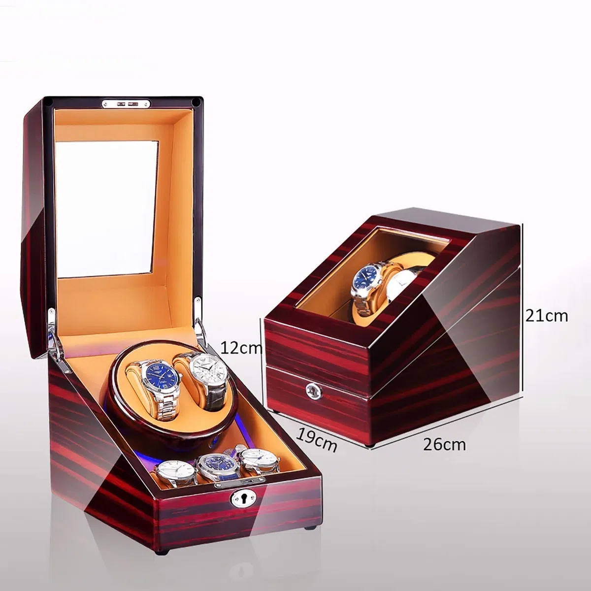 Agitador de Reloj mecánico 3 + 2, Caja de bobinado automático LED, Caja de Motor eléctrico antimagnético silencioso para el hogar, Watc (Caja de exhibición de Reloj)