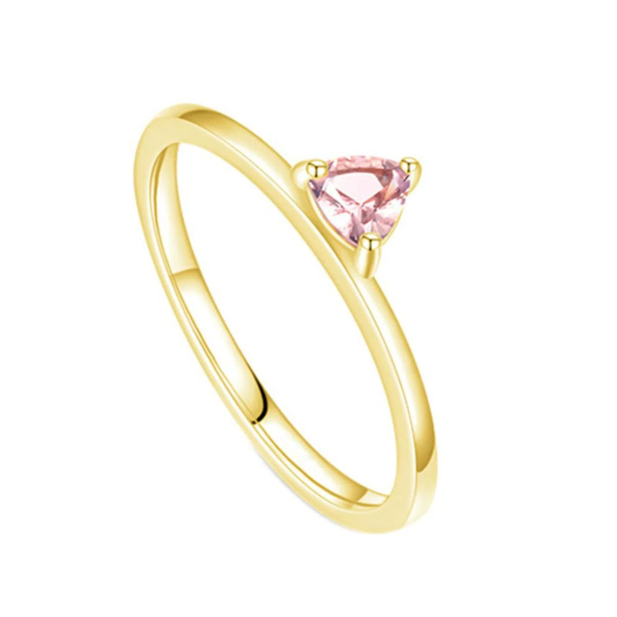 Anillos de boda de oro 4 x 4 mm, corte triangular, rosa morganita, anillo para mujer, oro 585, anillos 45 (14,3)-62 (19,7)