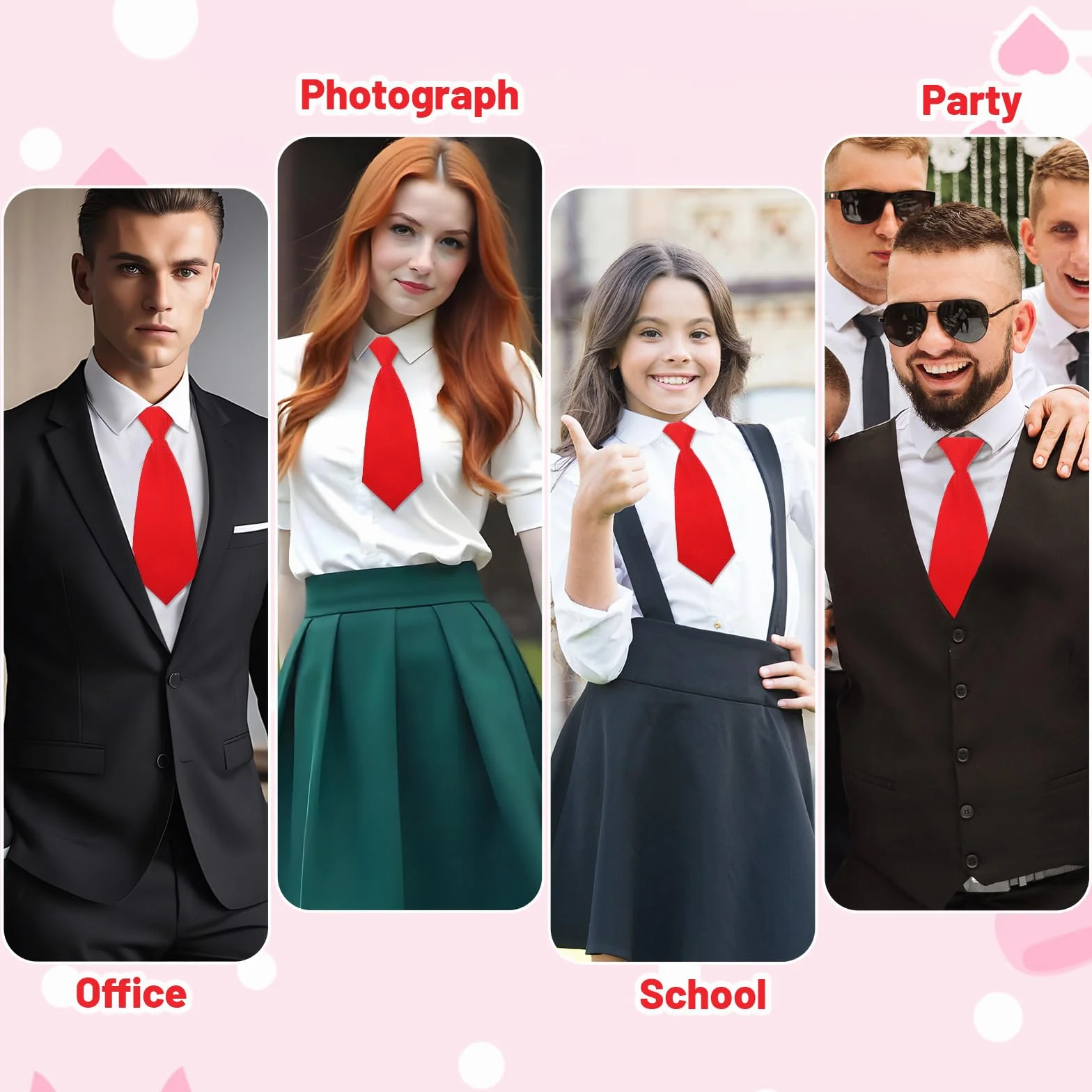 Corbata para niños de 8.6 pulgadas, ajustable, con clip, formal, boda, graduación, uniforme escolar