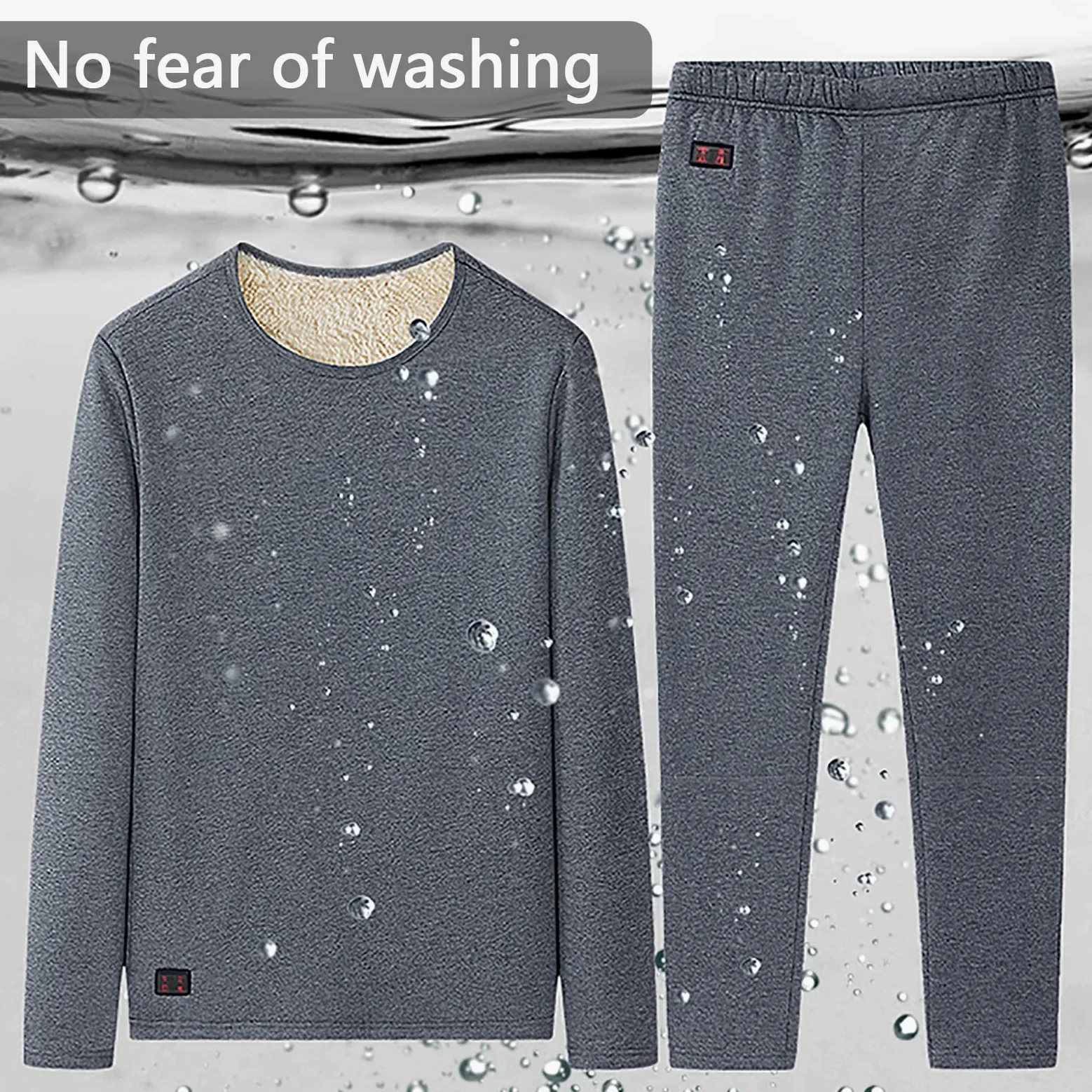 Conjunto de Ropa Interior Térmica Calefactables para Hombre y Mujer, Ropa Térmica Eléctrico (Top + Pantalones) con 3 Configuraciones de Calor,Black,L