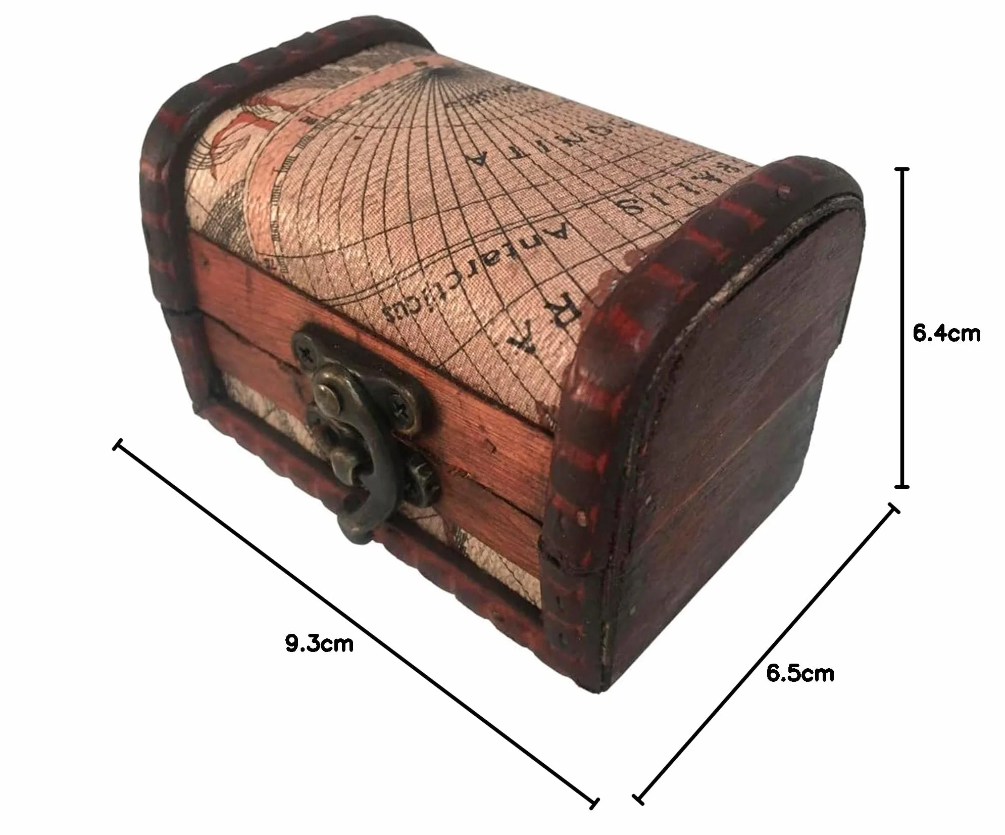 Adri - Cofre de madera pequeño para guardar joyas, joyeros de madera rusticos, mini Cofre Vintage para Joyas, ideales para regalitos y detalles. (COFRE SIN ASA, 9,3 X 6,5 X 6,4 CM)