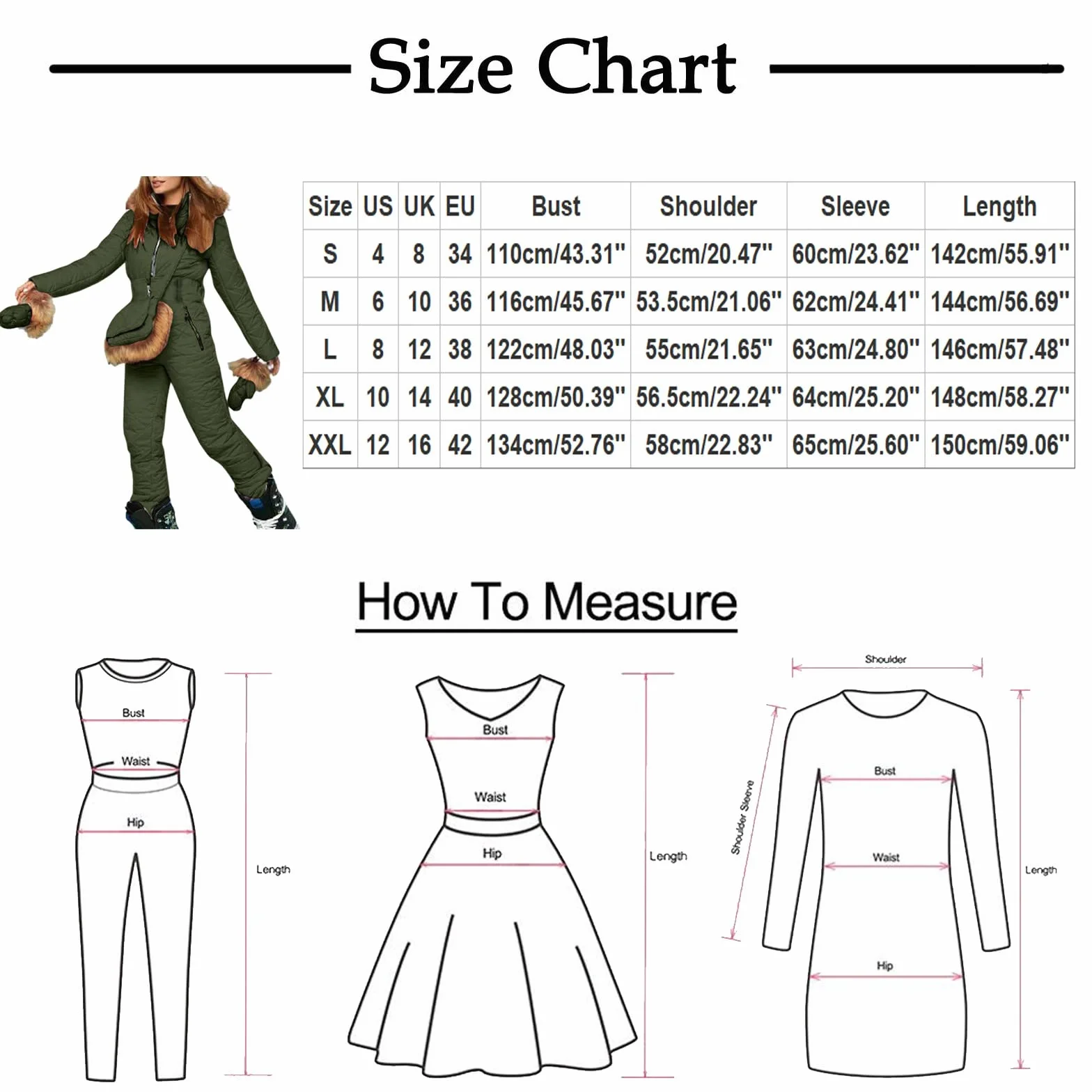 Traje de esquí para mujer de una sola pieza, conjunto clásico de 3 piezas con cremallera, mono de invierno