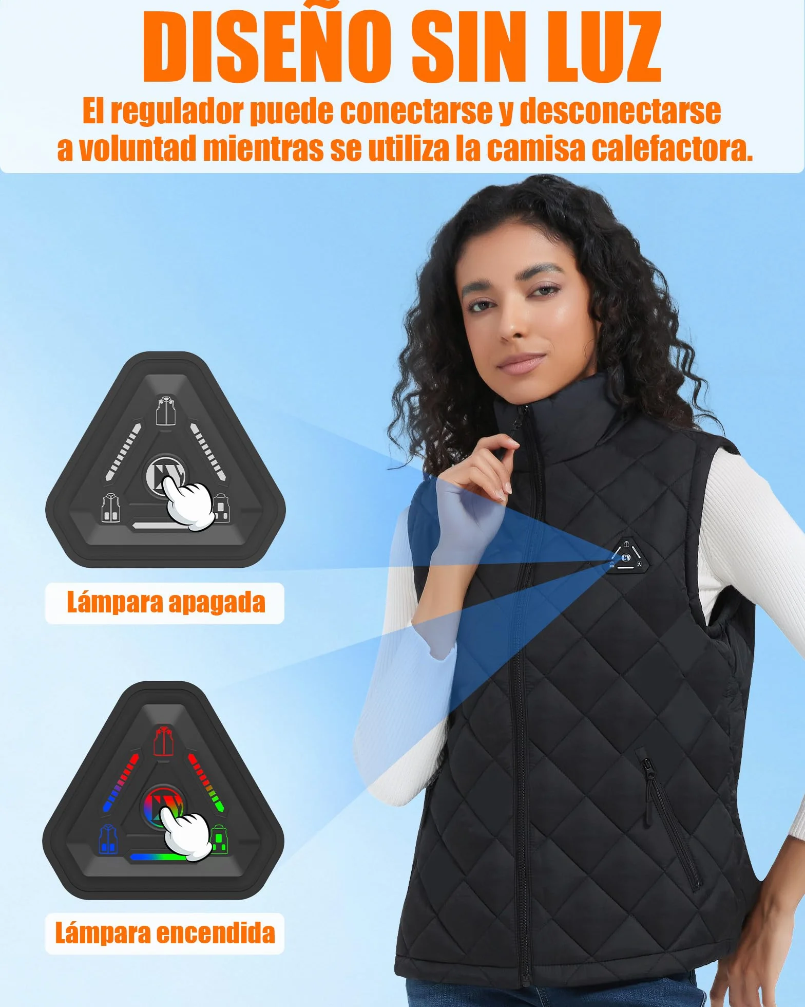 Chaleco Calefactable Hombre Mujer Batería 7,4V 10000mAh Control 4-en-1 Fibra de Carbono