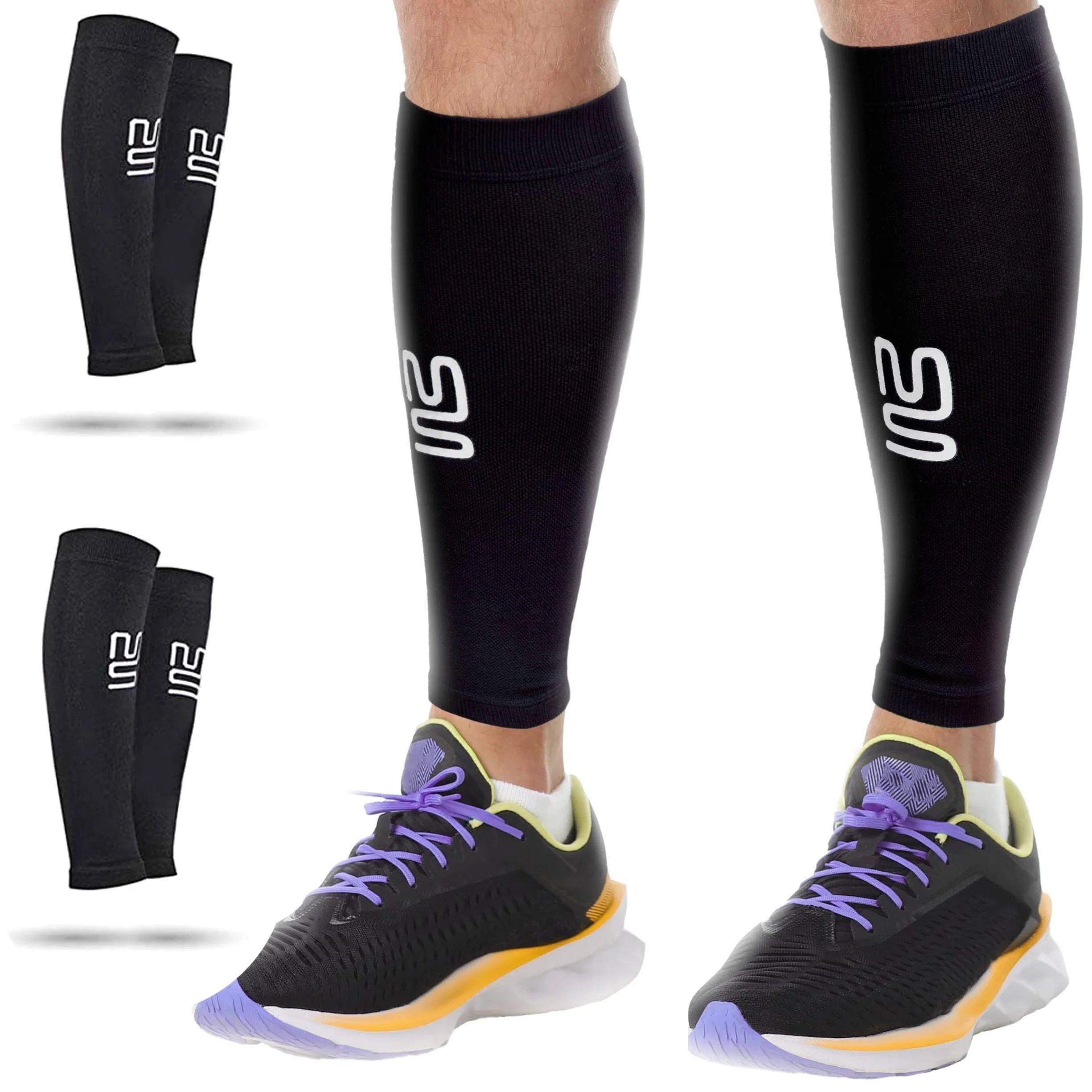 Modetro Sports Medias Compresivas - Manga de Compresión, Calcetines Unisex Compresivos para Dolor de gemelos, Calambres en la Pierna y Circulación, ideal para running