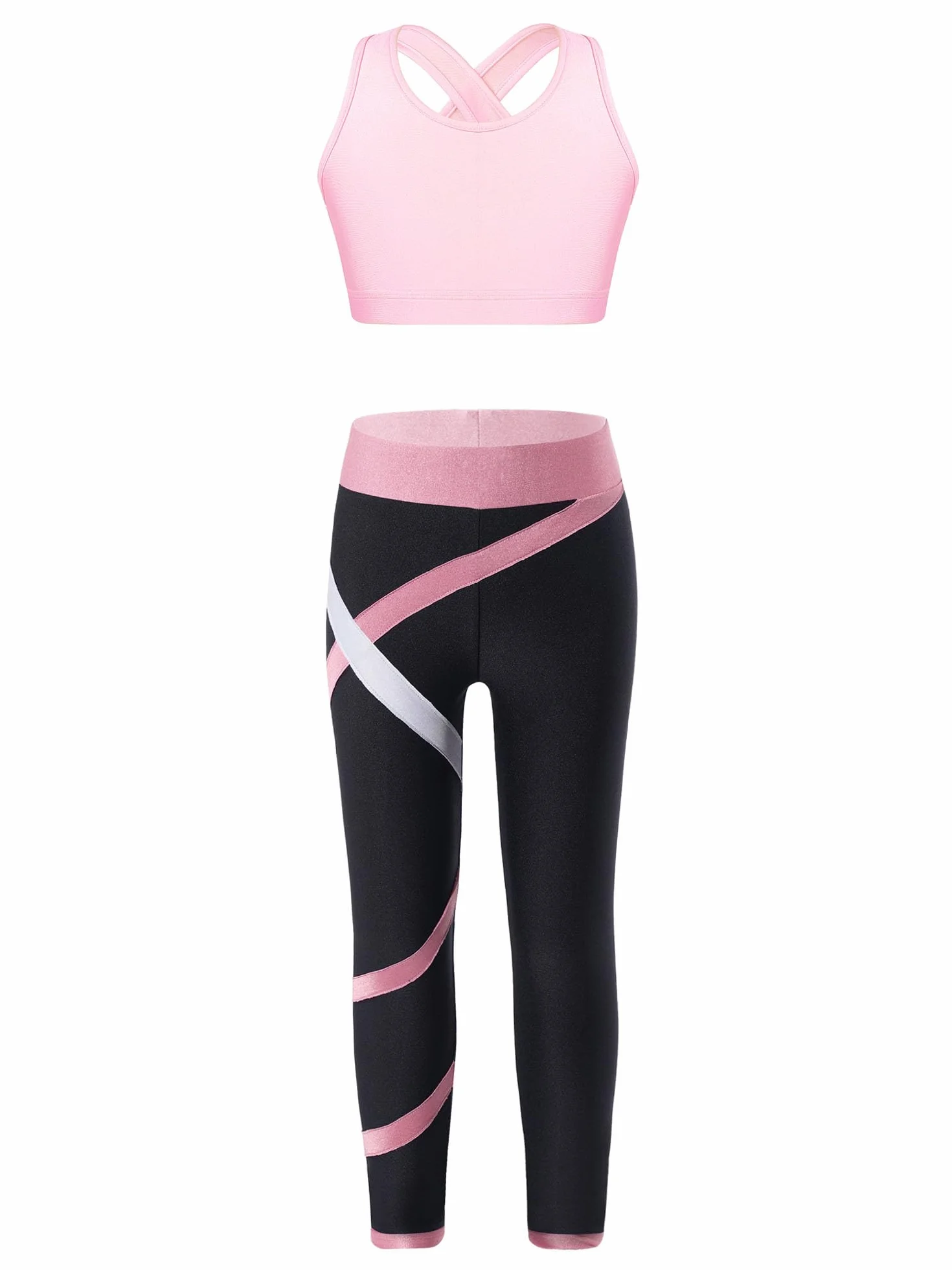 IEFIEL Conjuntos Deportivos para Niña Top Deportivo Estampado Moda+Leggings Largos Ropa Deporte de Correr Yoga Maillot Gimnasia Ritmica