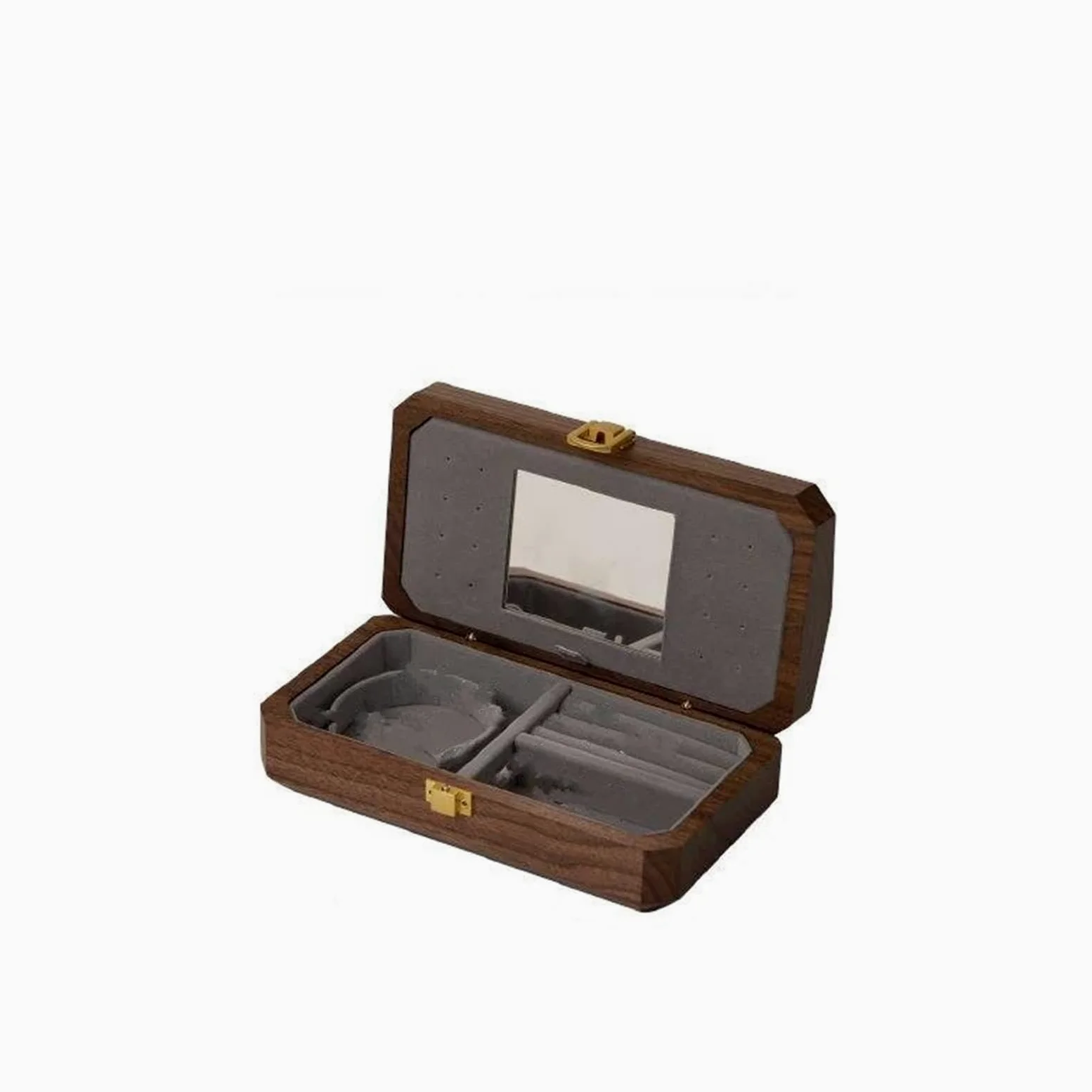 Caja para Anillos de Nogal Negro, Almacenamiento de Joyas, Accesorio portátil para Salir, contenedores organizadores, Cajas de joyería.